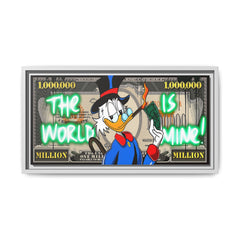 Duck Dollar Domination: Pop Art Financial Satire, Disney Character Urban Commentary - Canvas Wall Art