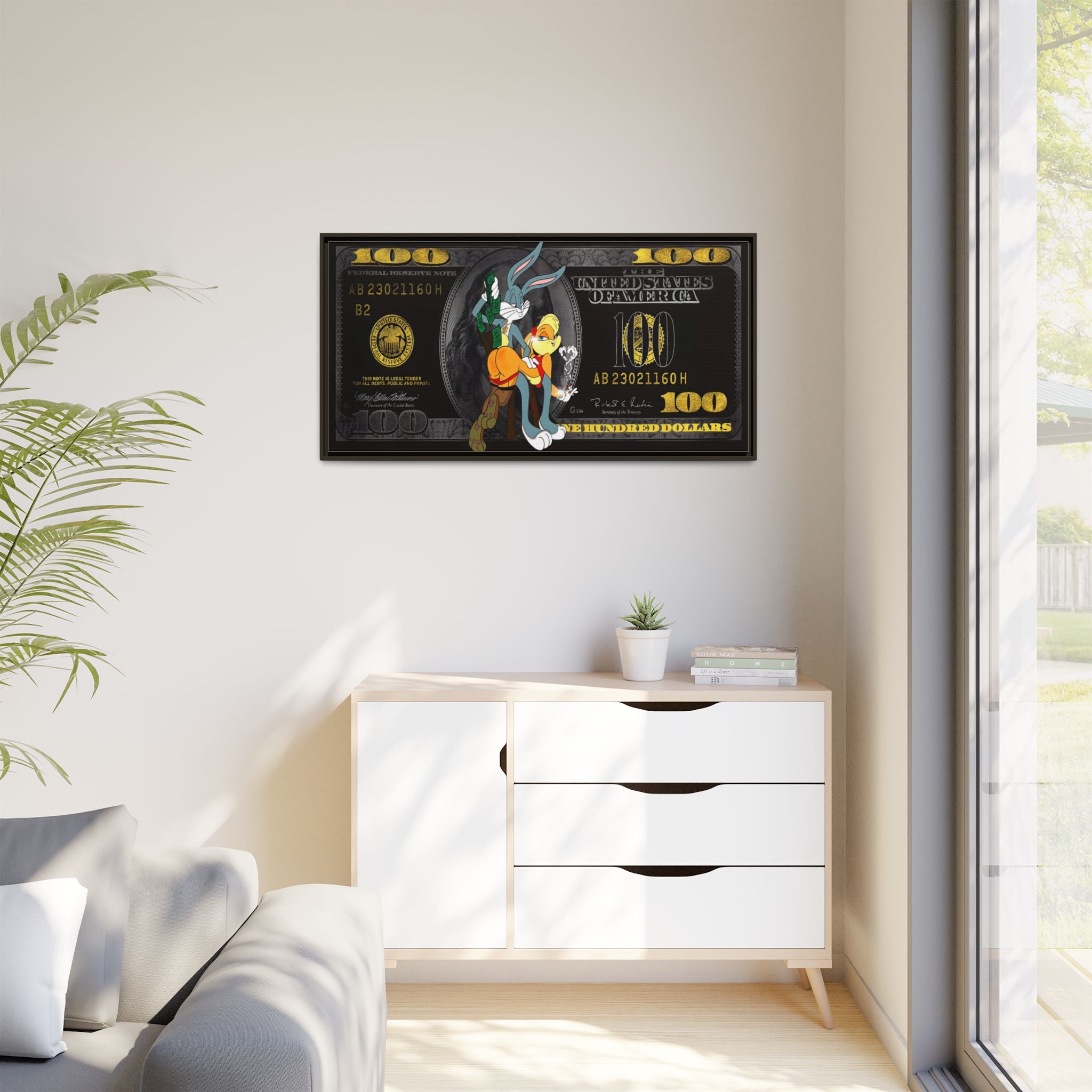 Cartoon Cash Remix: Looney Tunes Currency, Pop Culture Finance Art - Canvas Wall Art