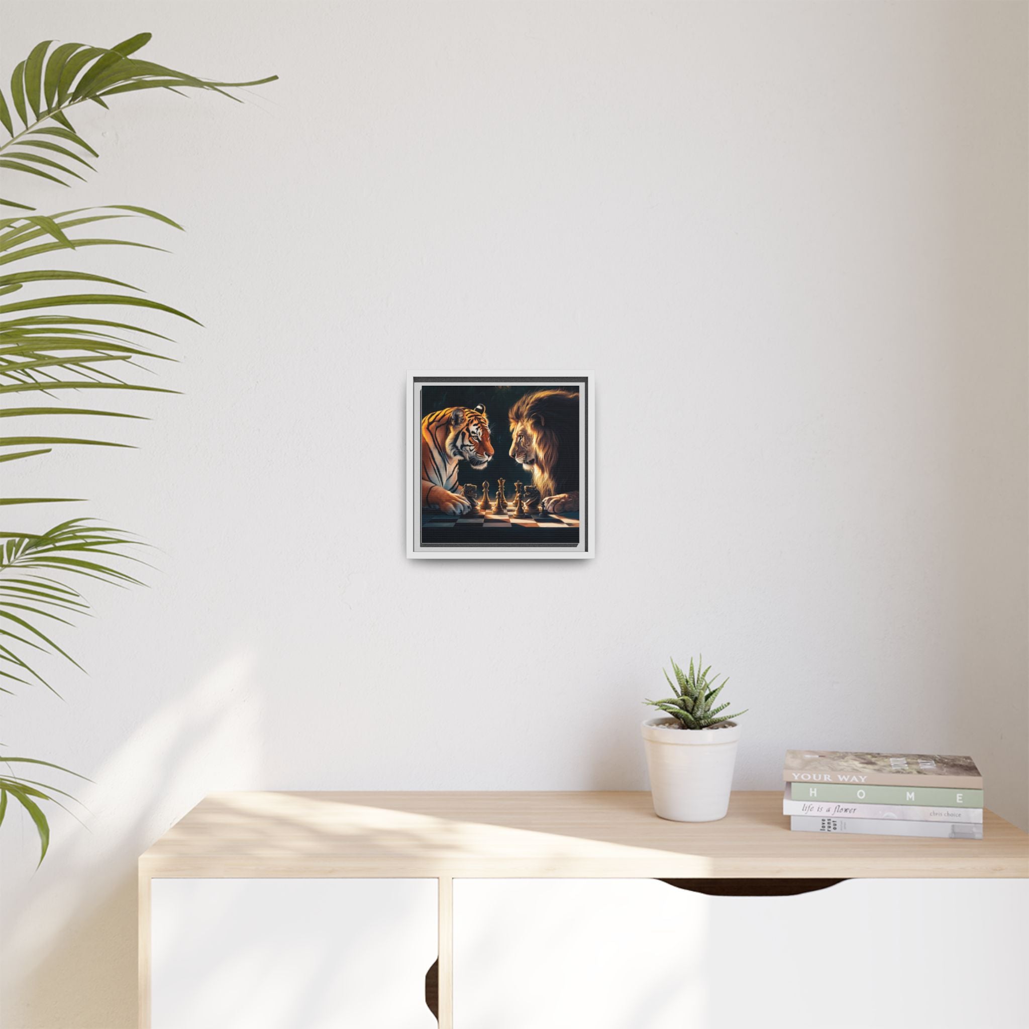 Predatory Strategies: Animal Kingdom Chess, Metaphorical Digital Art - Canvas Wall Art