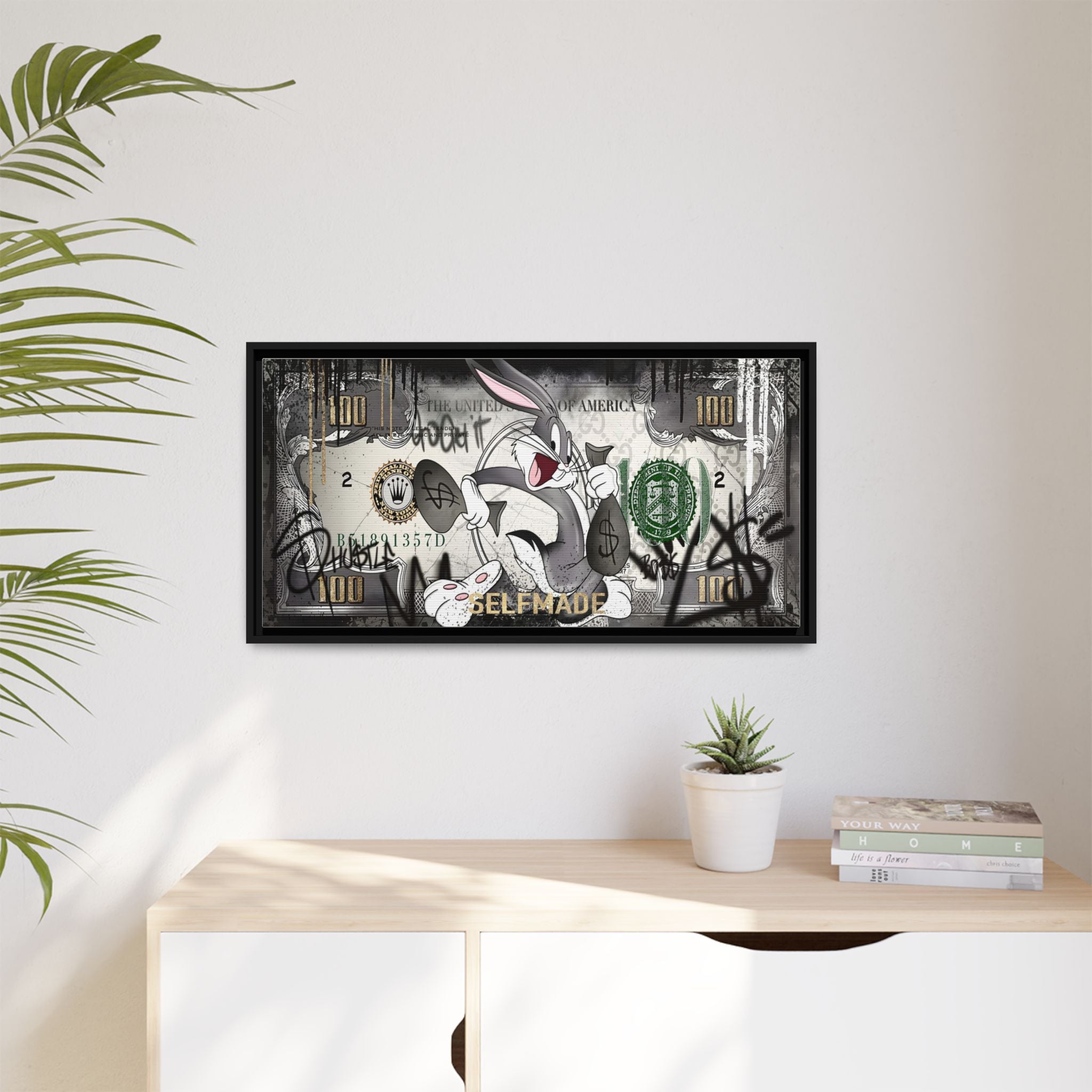 Bunny Benjamins: Pop Art Currency Remix, American Dream Iconography - Canvas Wall Art