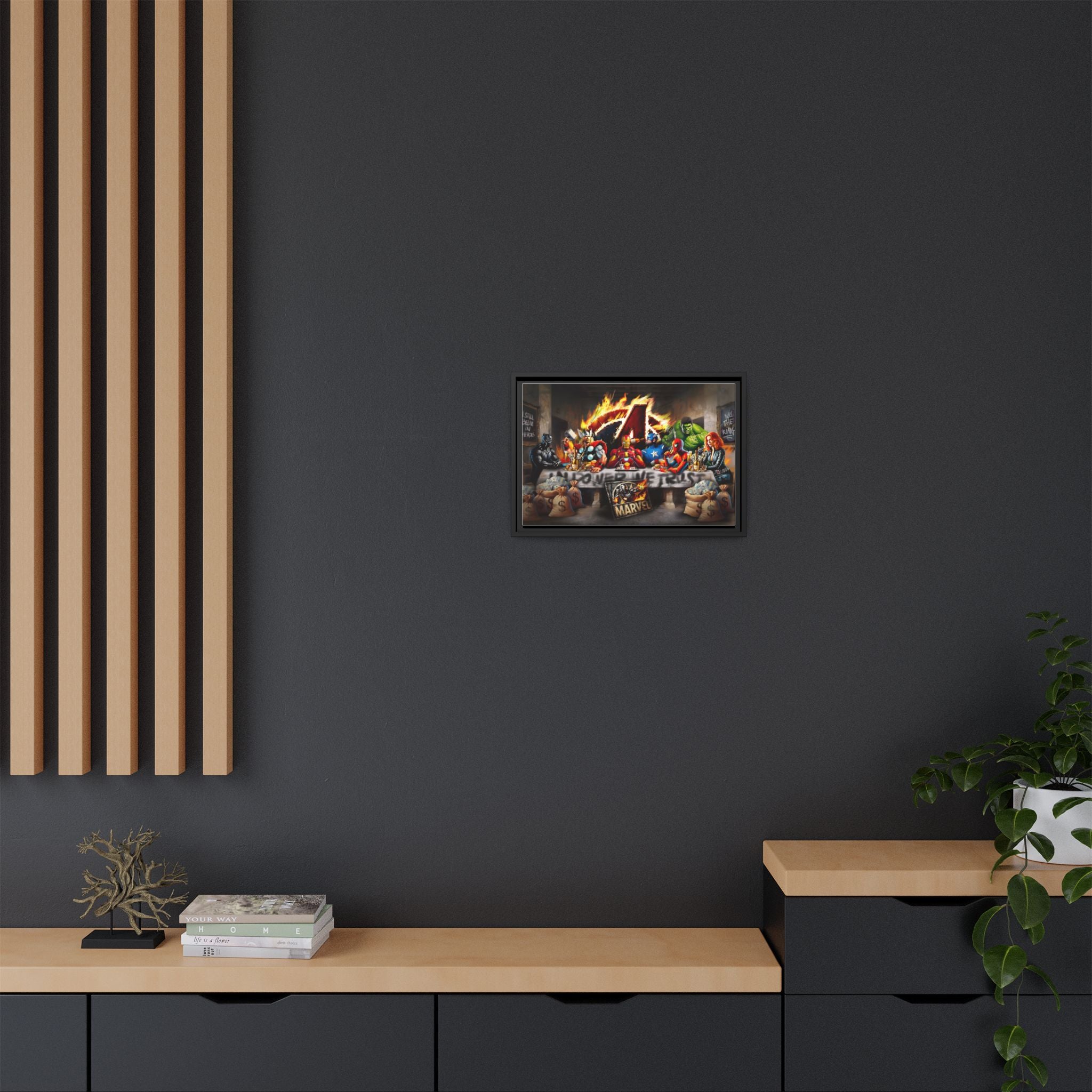 Feast of Franchises: Marvel Avengers Last Supper, Corporate Pop Art Parody - Canvas Wall Art
