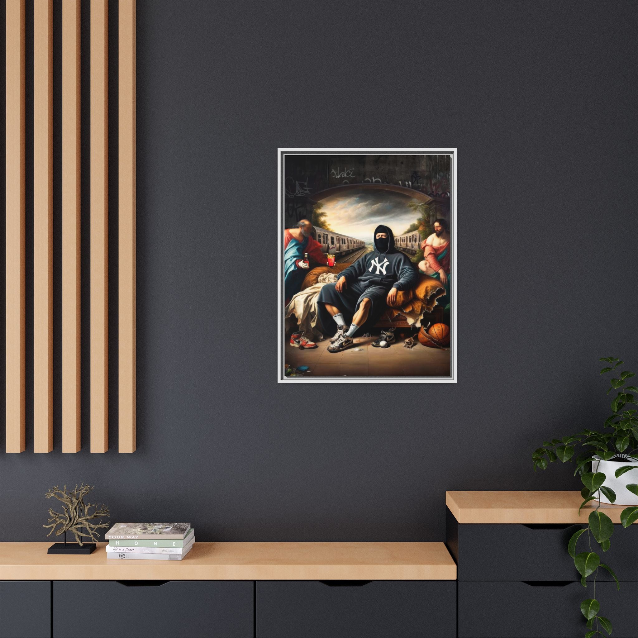 Urban Renaissance: Digital Remix of Classical Portraiture, Street Culture Reimagined - Canvas Wall Art