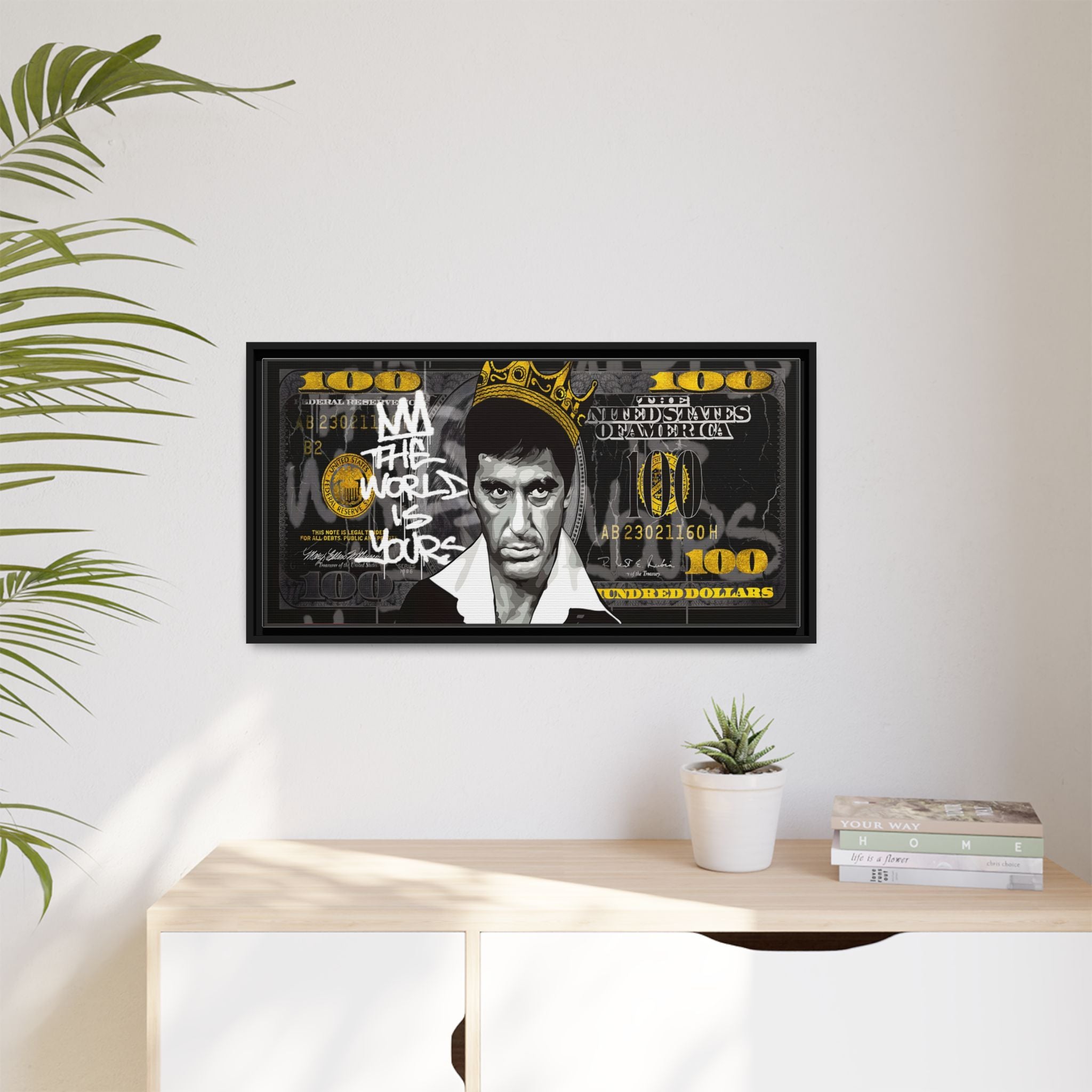 Crowned in Green: Pop Art Crime Iconography, Urban Financial Rebellion - Canvas Wall Art