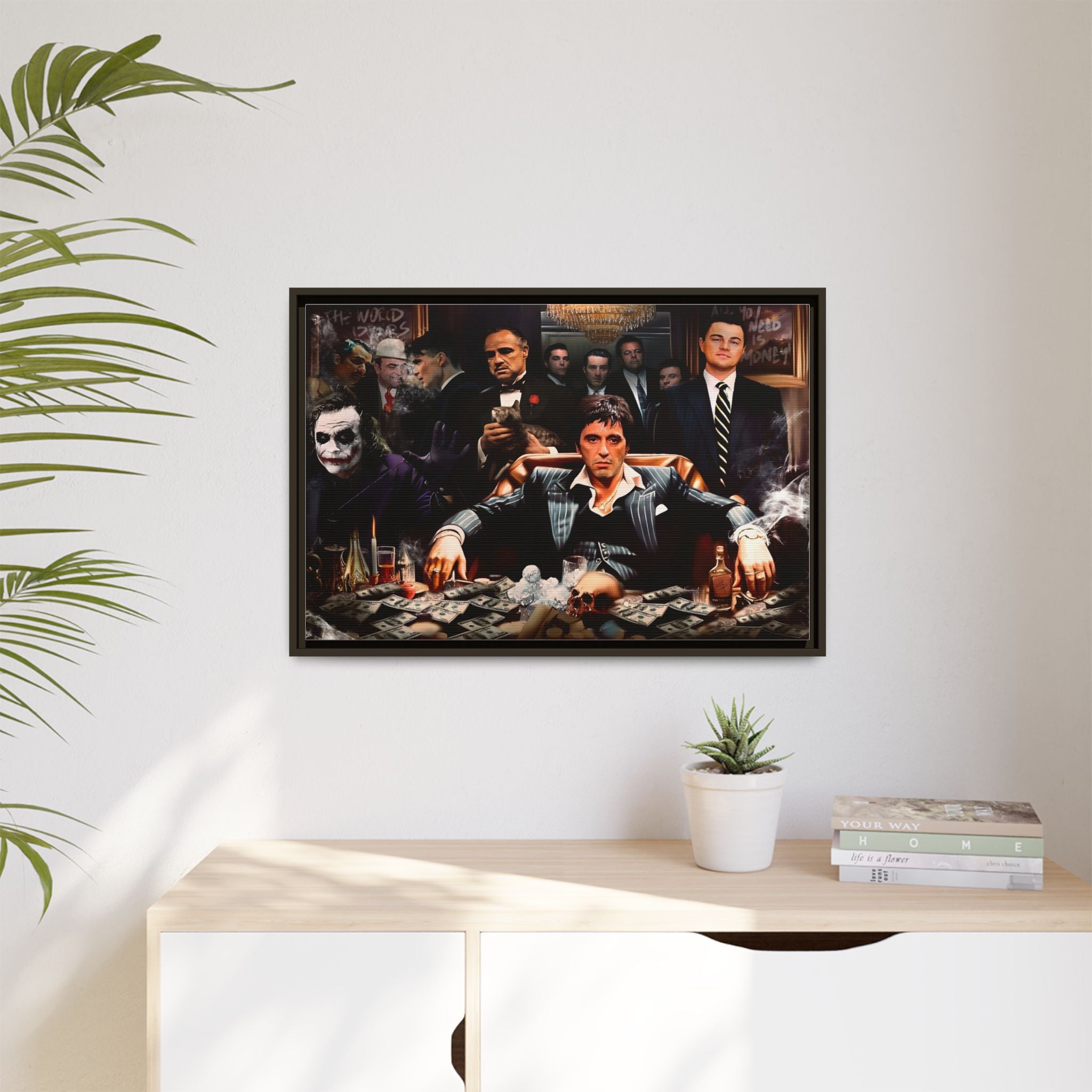 Empire of Shadows: Cinematic Crime Collage, Noir Anthology of Power - Canvas Wall Art