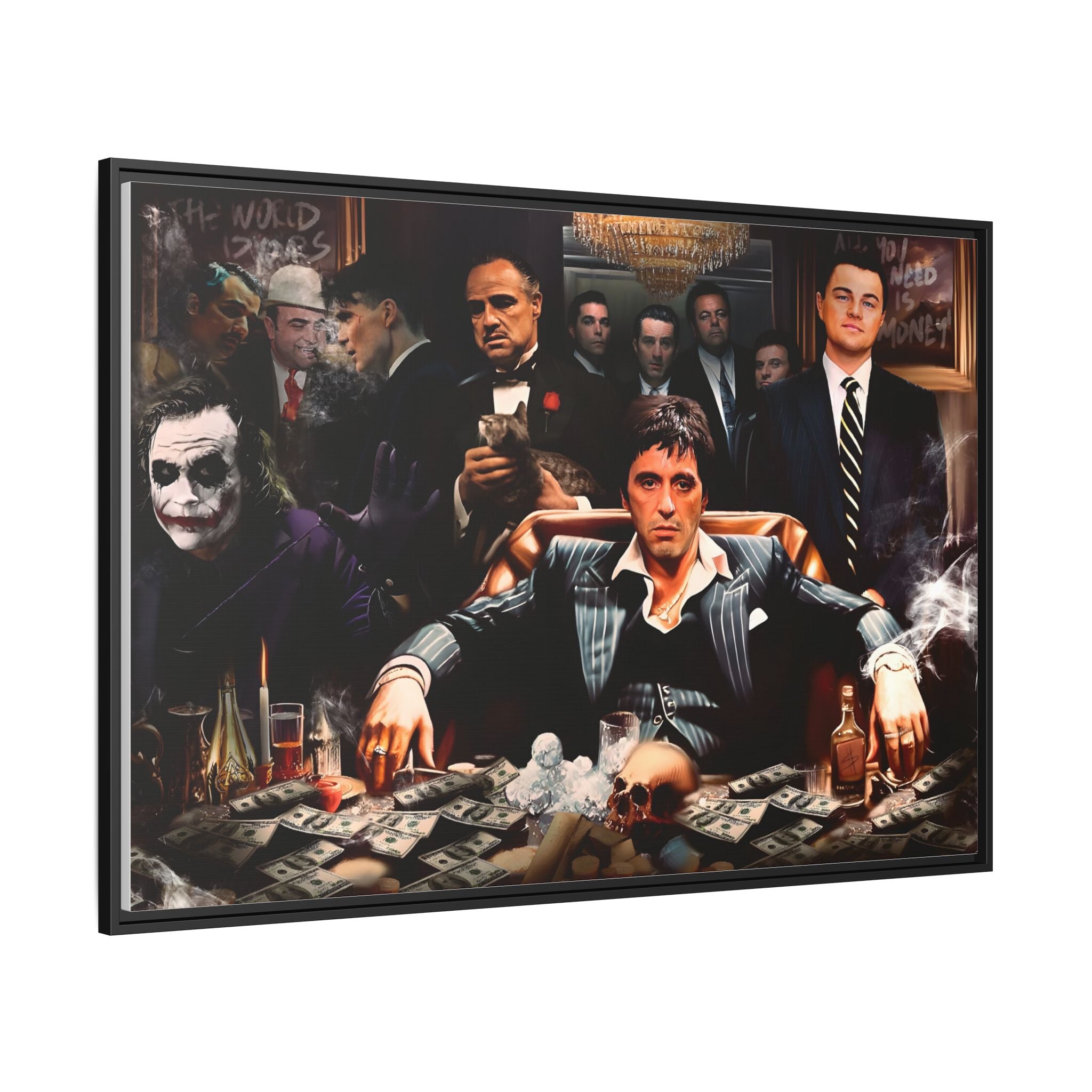 Empire of Shadows: Cinematic Crime Collage, Noir Anthology of Power - Canvas Wall Art