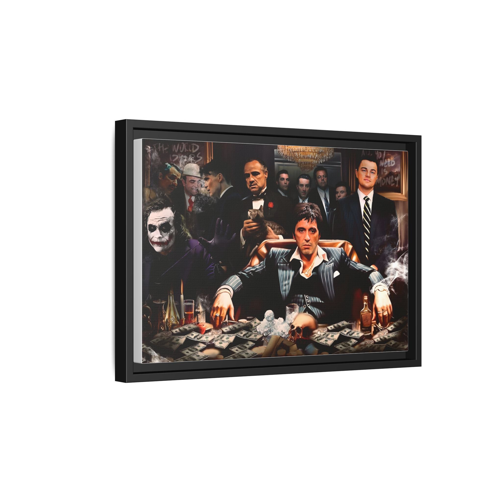 Empire of Shadows: Cinematic Crime Collage, Noir Anthology of Power - Canvas Wall Art