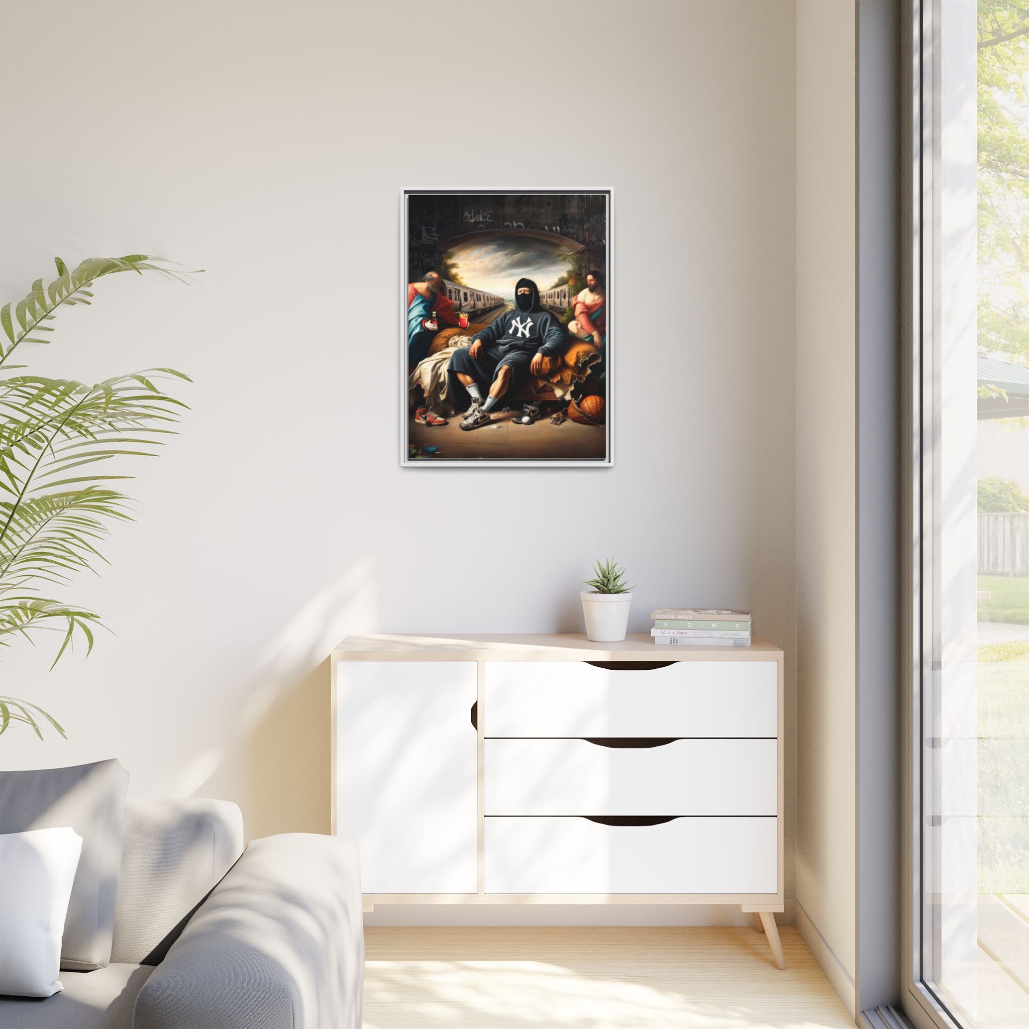 Urban Renaissance: Digital Remix of Classical Portraiture, Street Culture Reimagined - Canvas Wall Art