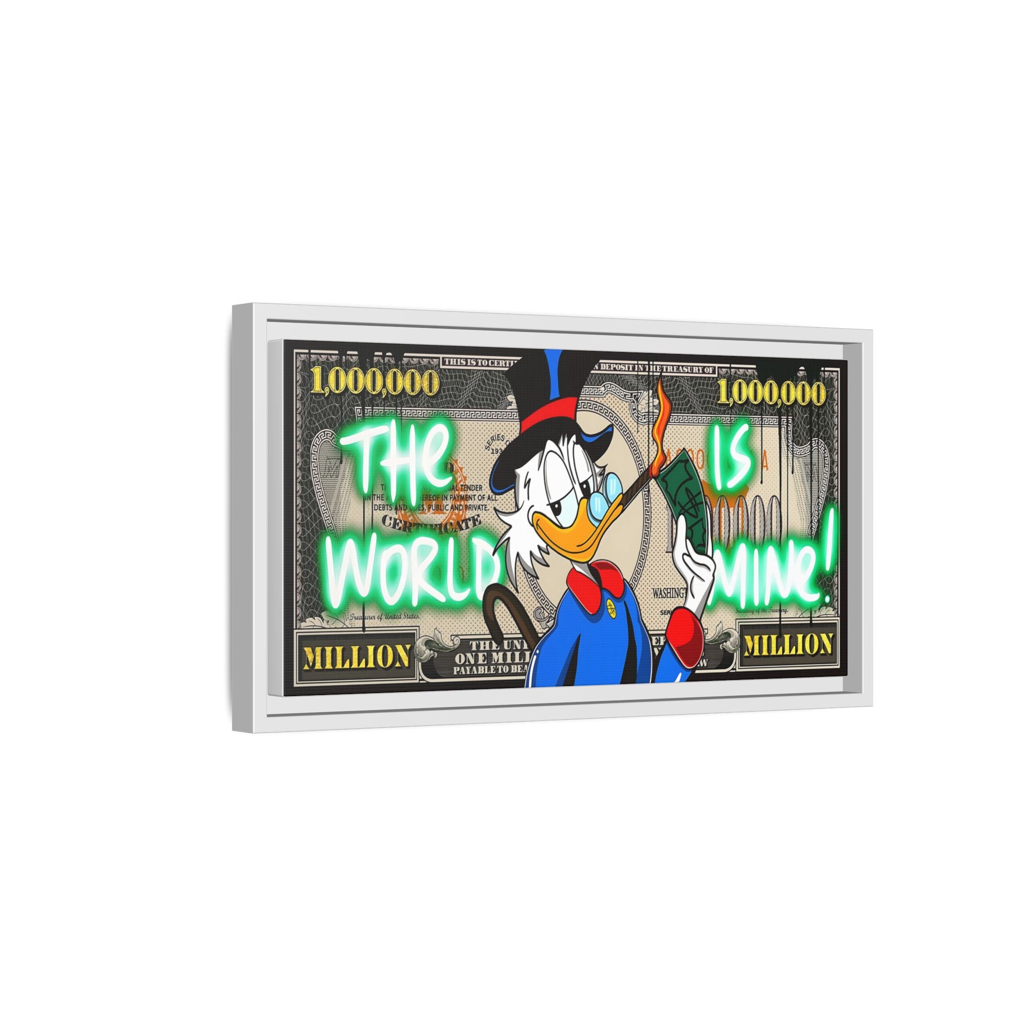 Duck Dollar Domination: Pop Art Financial Satire, Disney Character Urban Commentary - Canvas Wall Art