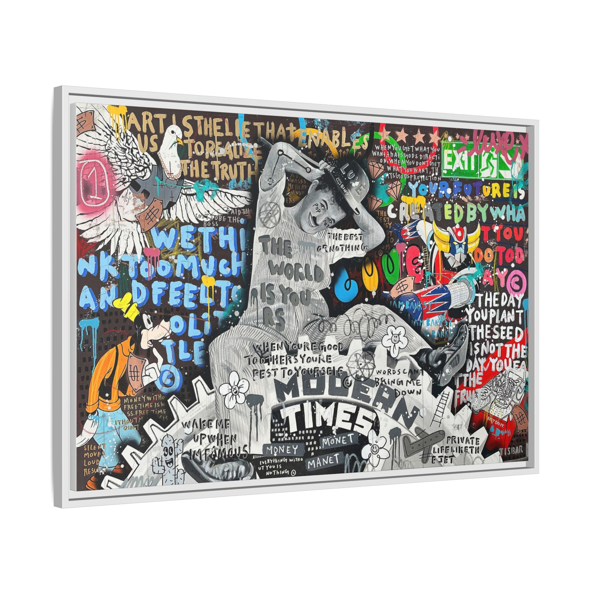 Urban Kaleidoscope: Street Art Fusion, Visual Commentary, Graffiti Narrative - Canvas Wall Art