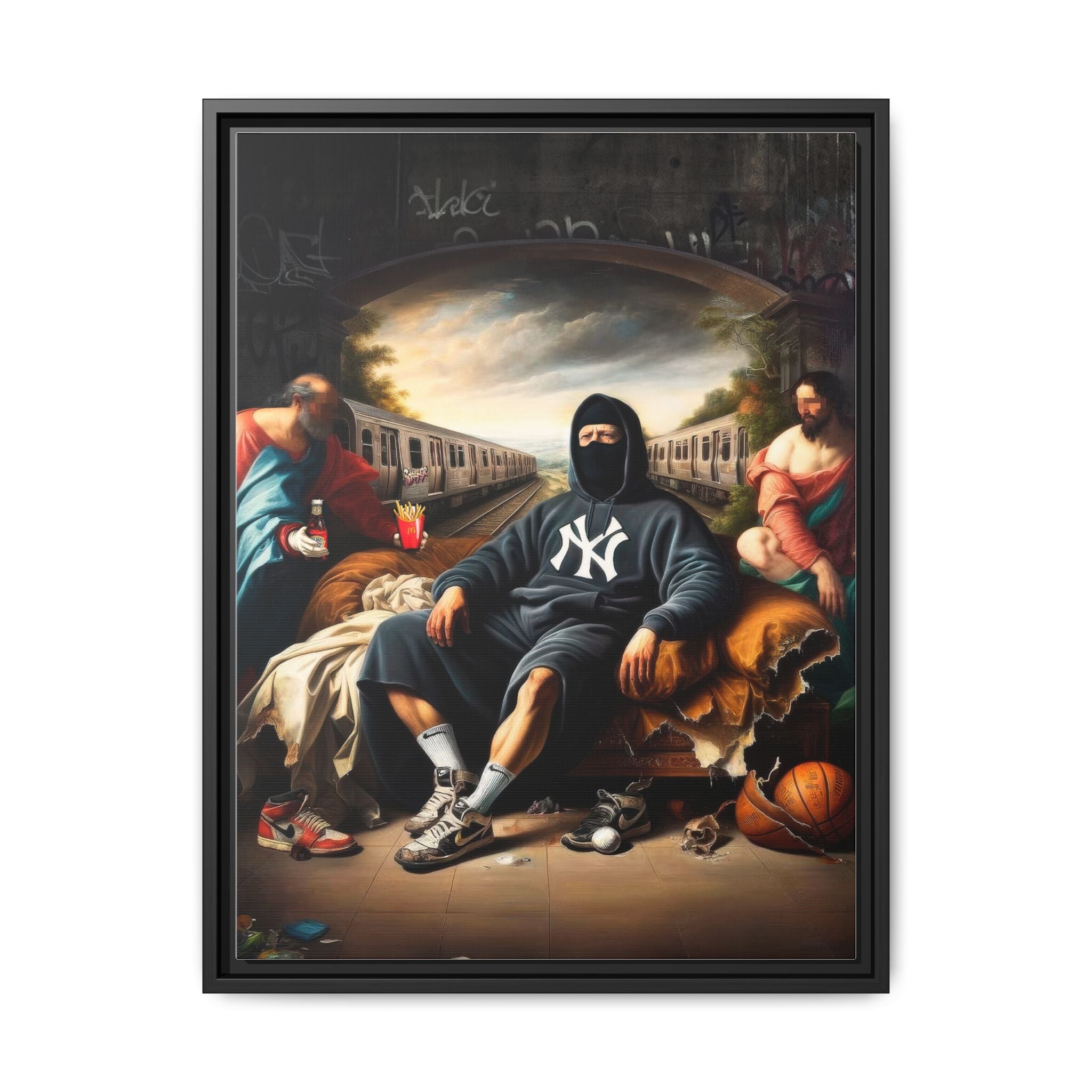 Urban Renaissance: Digital Remix of Classical Portraiture, Street Culture Reimagined - Canvas Wall Art