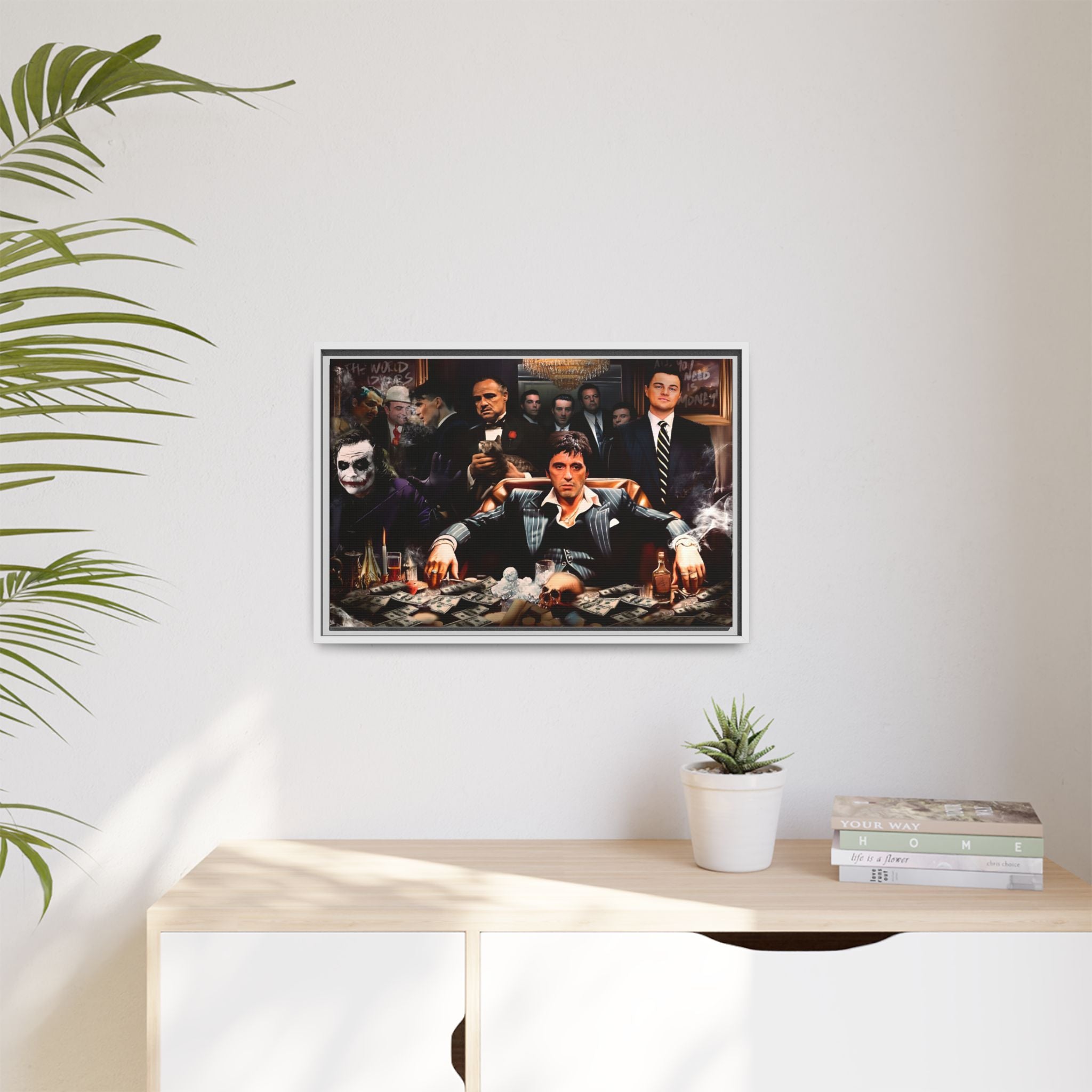 Empire of Shadows: Cinematic Crime Collage, Noir Anthology of Power - Canvas Wall Art