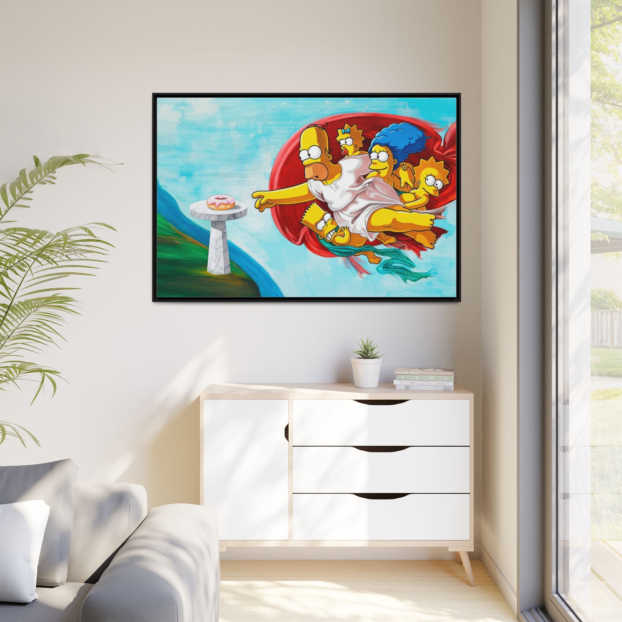 The Simpsons' Last Supper: Pop Culture Parody, Da Vinci Reimagined, Animated Comedy Masterpiece - Canvas Wall Art