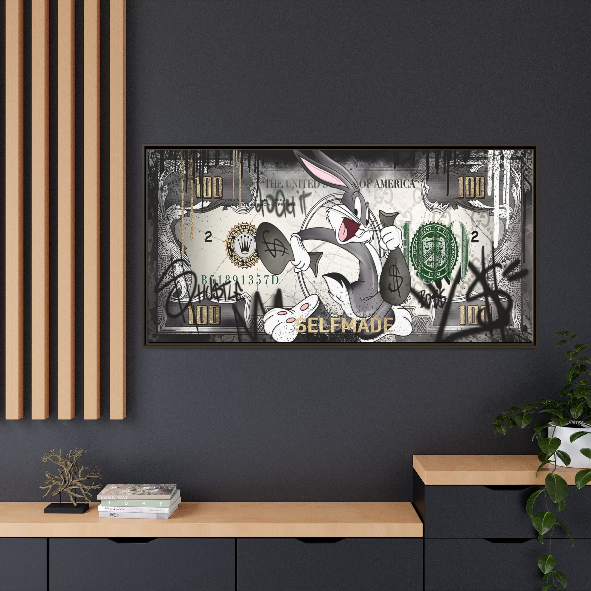 Bunny Benjamins: Pop Art Currency Remix, American Dream Iconography - Canvas Wall Art