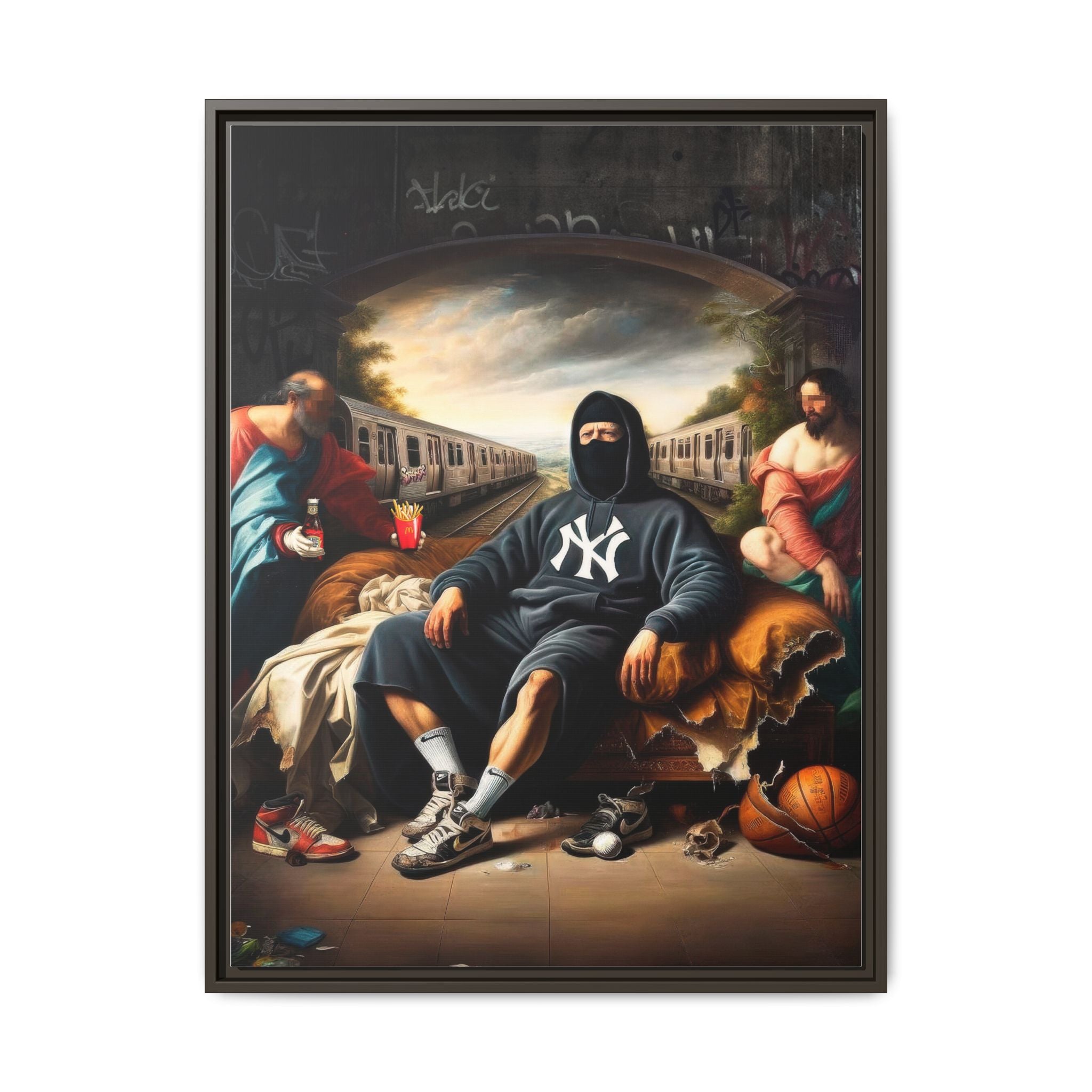 Urban Renaissance: Digital Remix of Classical Portraiture, Street Culture Reimagined - Canvas Wall Art