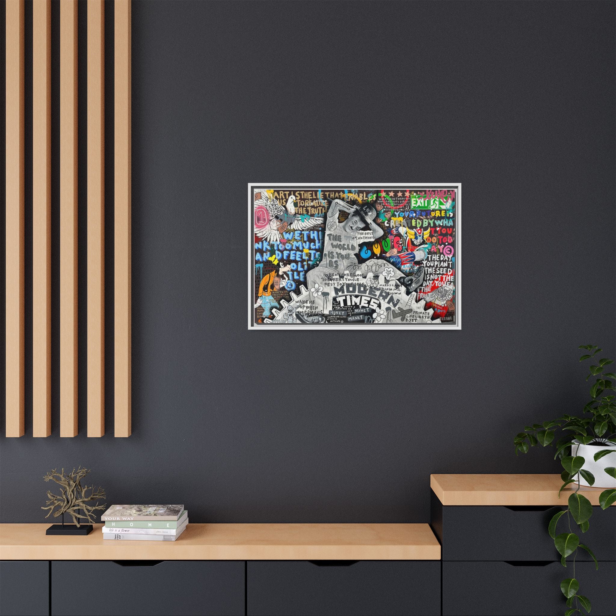 Urban Kaleidoscope: Street Art Fusion, Visual Commentary, Graffiti Narrative - Canvas Wall Art