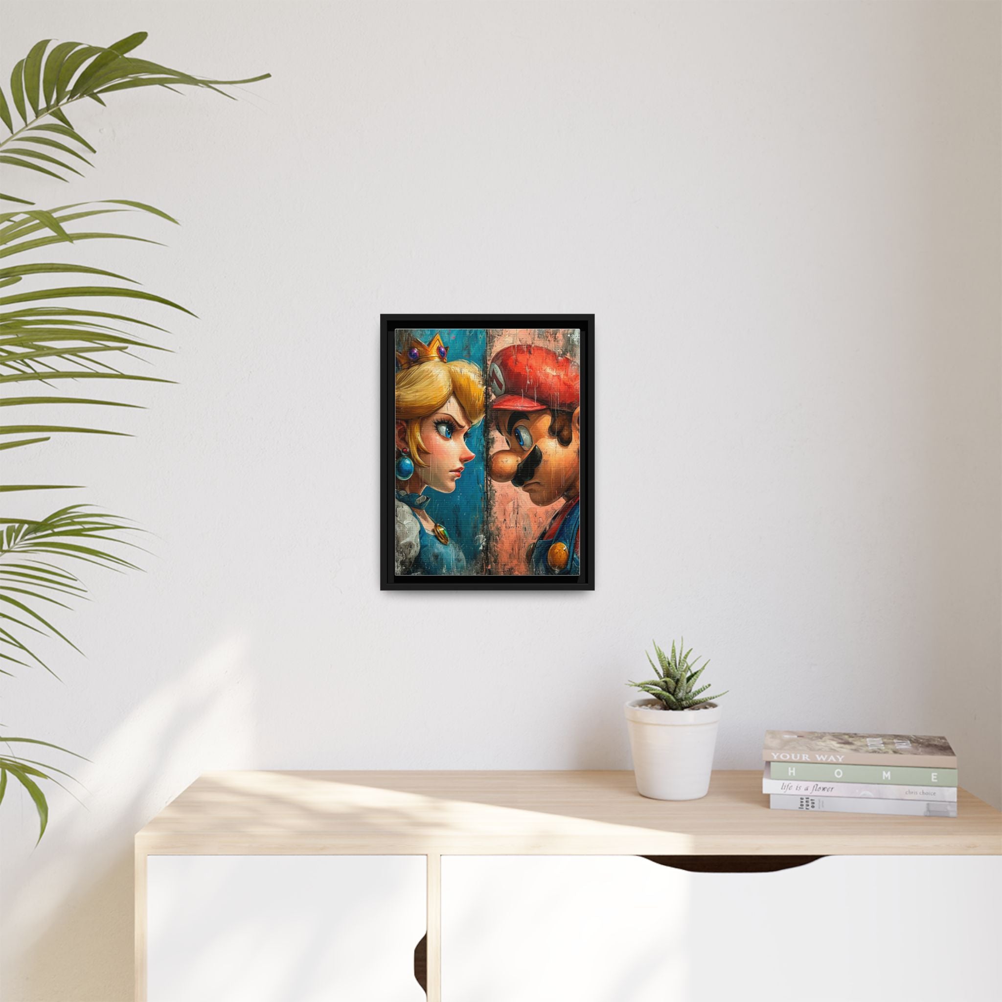 Legends Collide: Pixel Protagonists Reimagined, Gritty Game Art Portrait - Canvas Wall Art