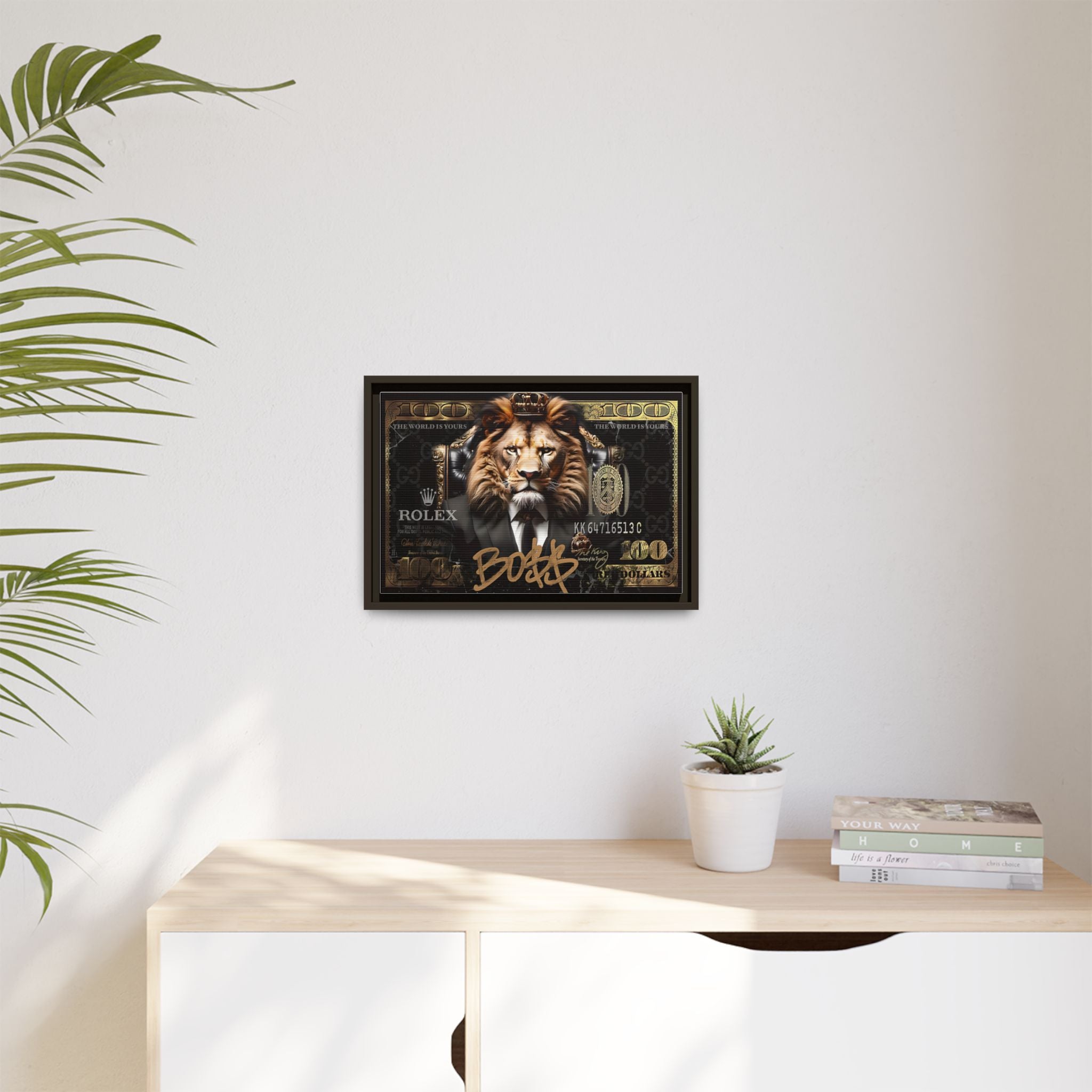 Lion Sovereign: Corporate Dominance, Golden Empire, Power Portrait - Canvas Wall Art