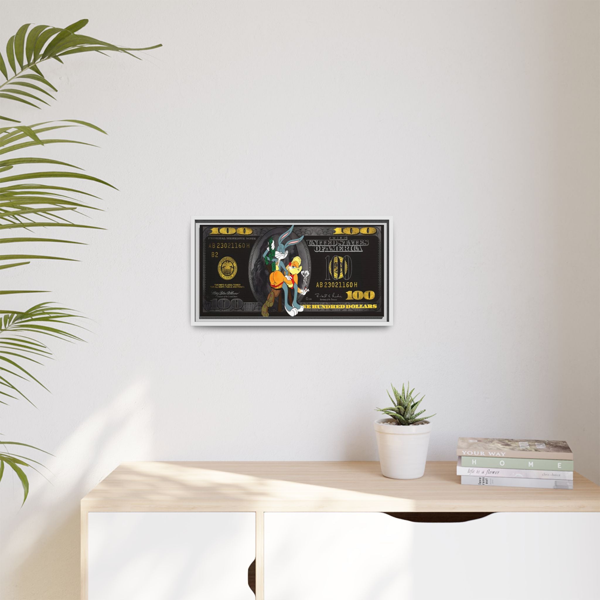Cartoon Cash Remix: Looney Tunes Currency, Pop Culture Finance Art - Canvas Wall Art