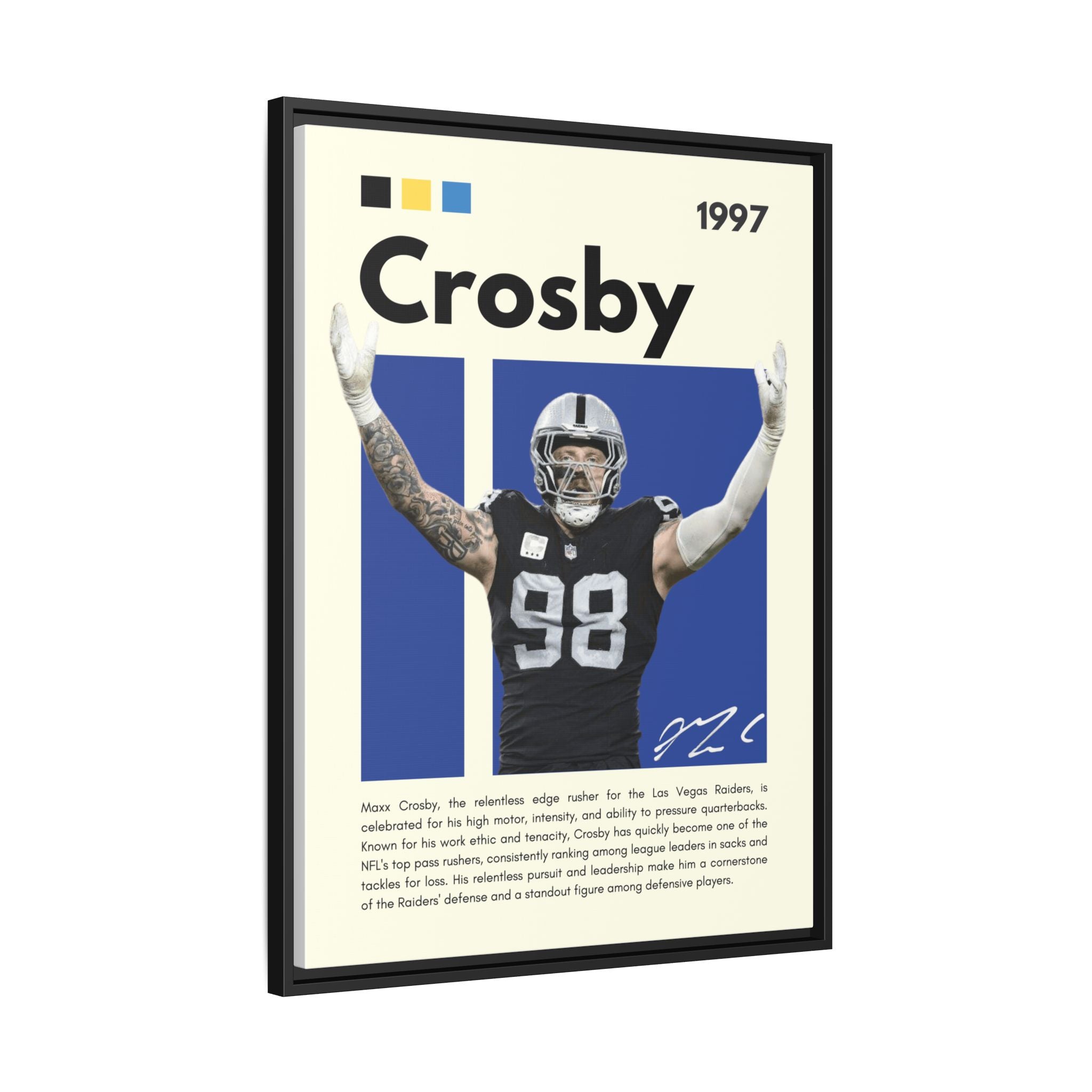 Maxx Crosby: Defensive Dynamo - Canvas Wall Art