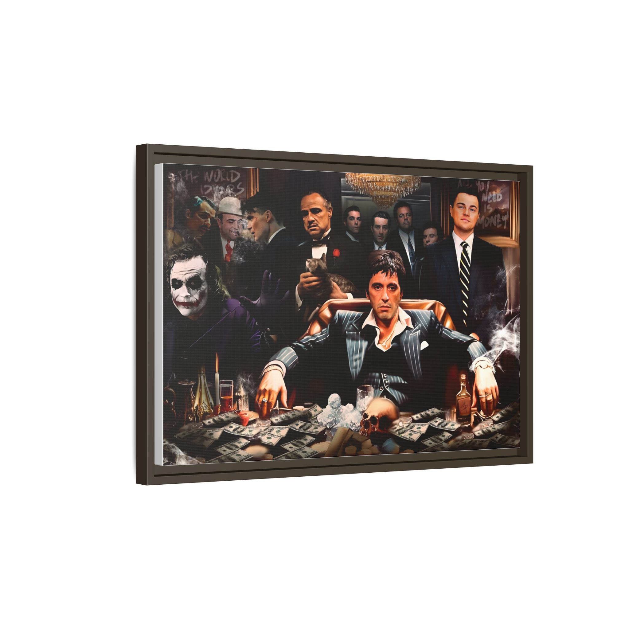 Empire of Shadows: Cinematic Crime Collage, Noir Anthology of Power - Canvas Wall Art