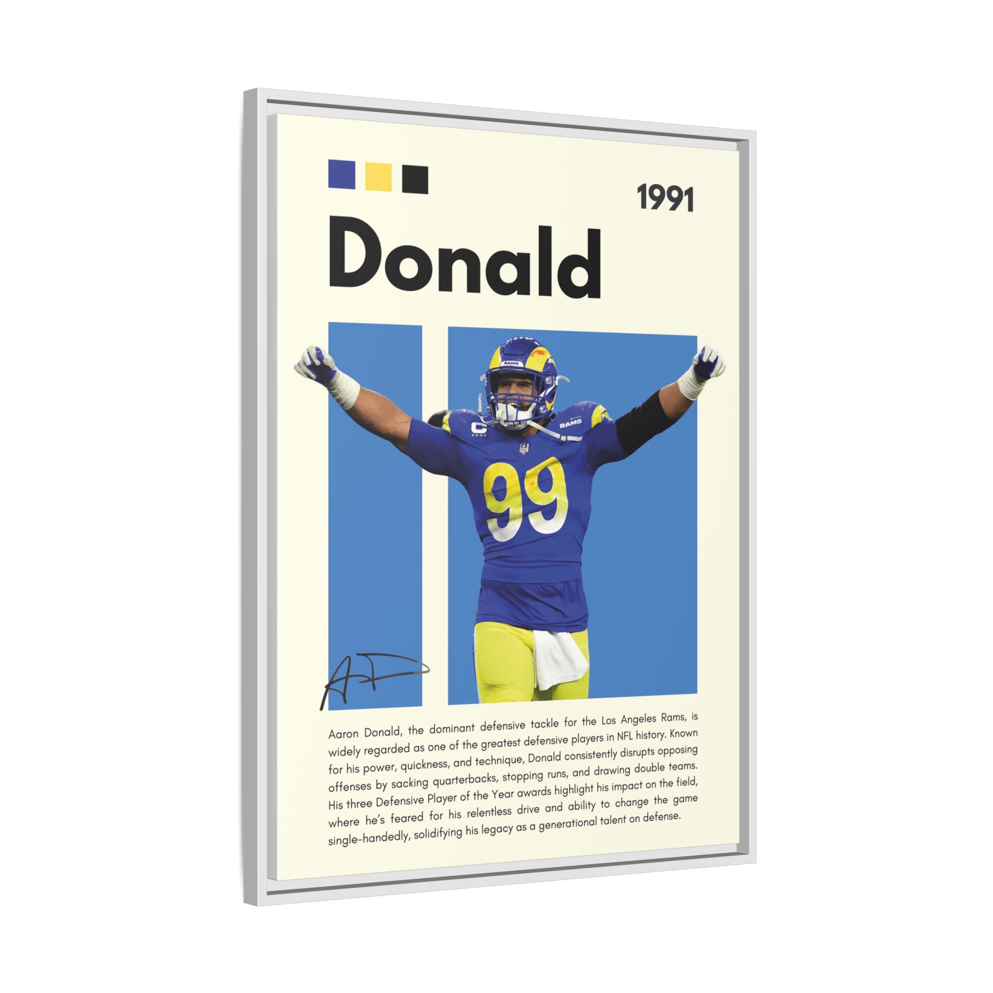 Aaron Donald: Rams Defensive Powerhouse - Canvas Wall Art