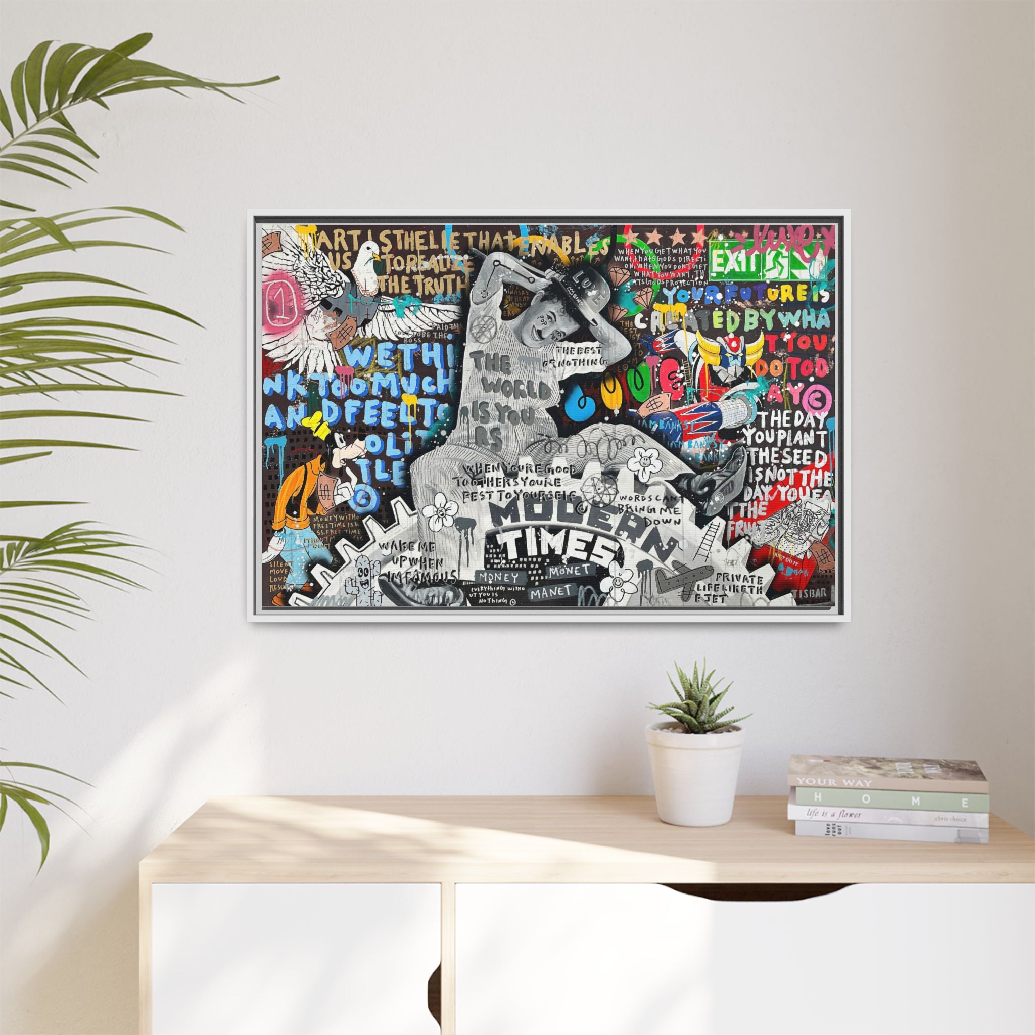 Urban Kaleidoscope: Street Art Fusion, Visual Commentary, Graffiti Narrative - Canvas Wall Art