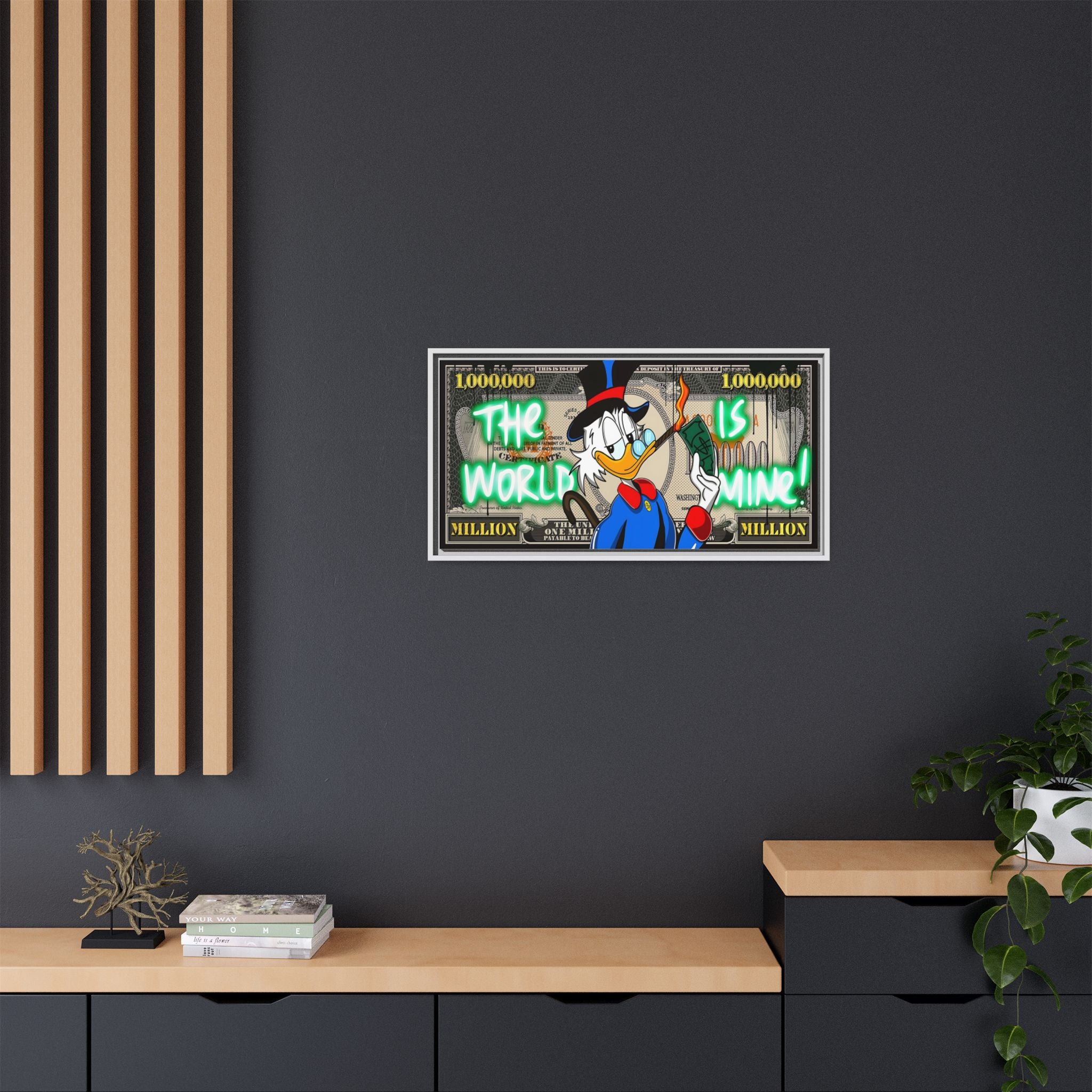 Duck Dollar Domination: Pop Art Financial Satire, Disney Character Urban Commentary - Canvas Wall Art