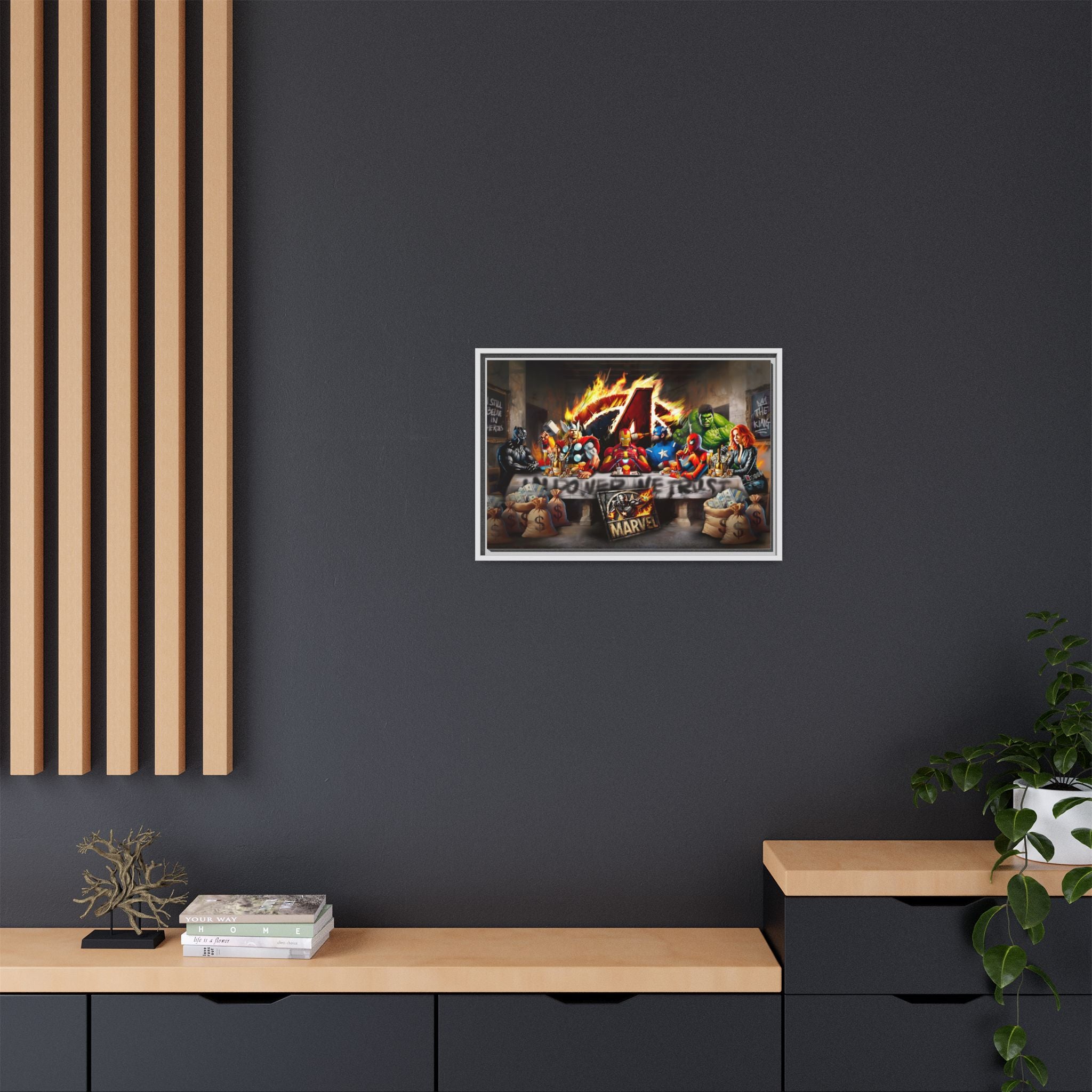 Feast of Franchises: Marvel Avengers Last Supper, Corporate Pop Art Parody - Canvas Wall Art