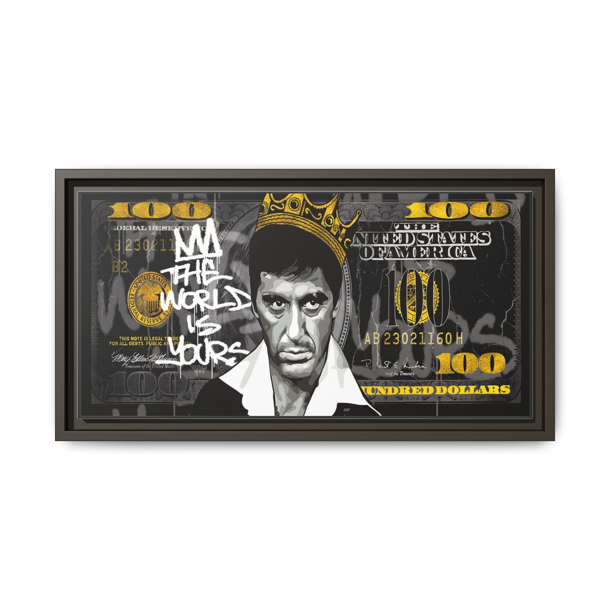 Crowned in Green: Pop Art Crime Iconography, Urban Financial Rebellion - Canvas Wall Art