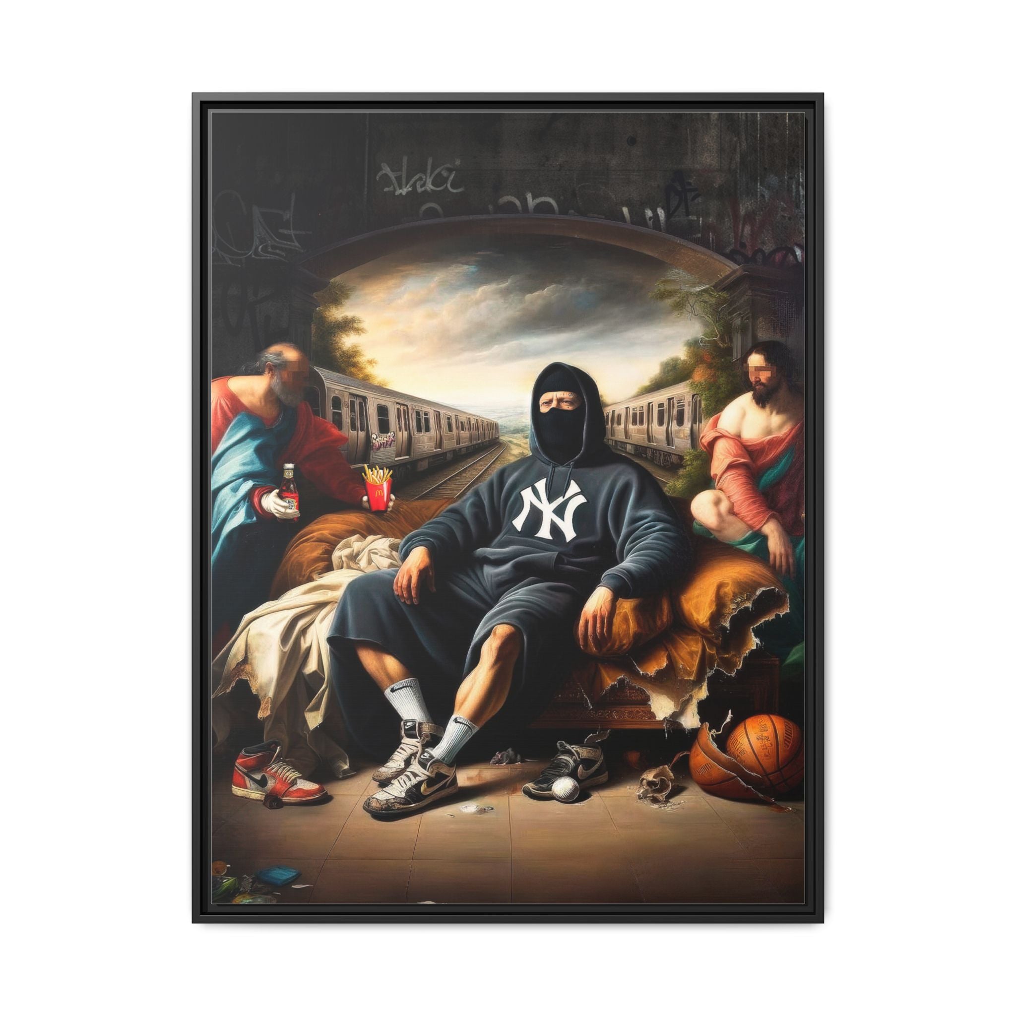 Urban Renaissance: Digital Remix of Classical Portraiture, Street Culture Reimagined - Canvas Wall Art
