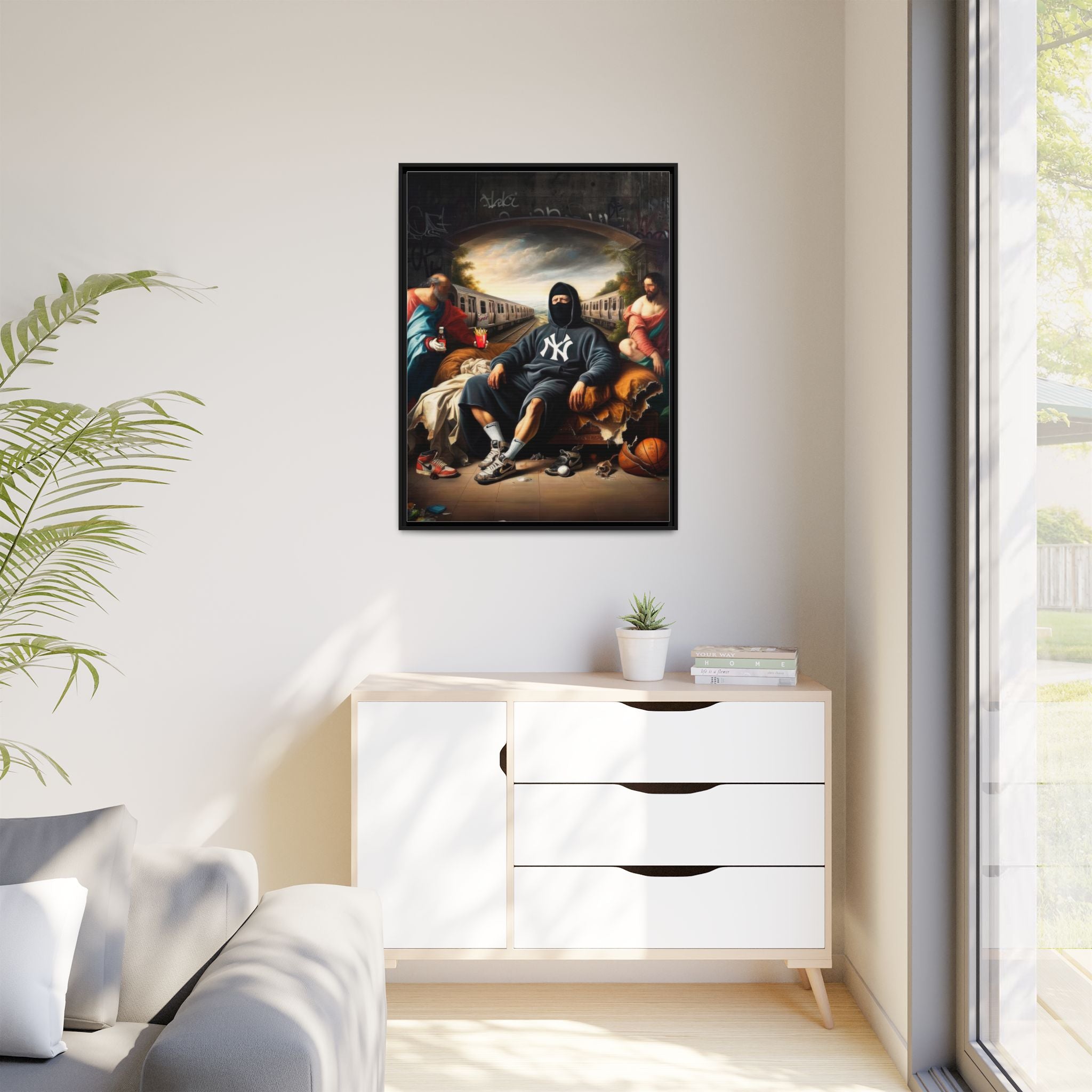 Urban Renaissance: Digital Remix of Classical Portraiture, Street Culture Reimagined - Canvas Wall Art