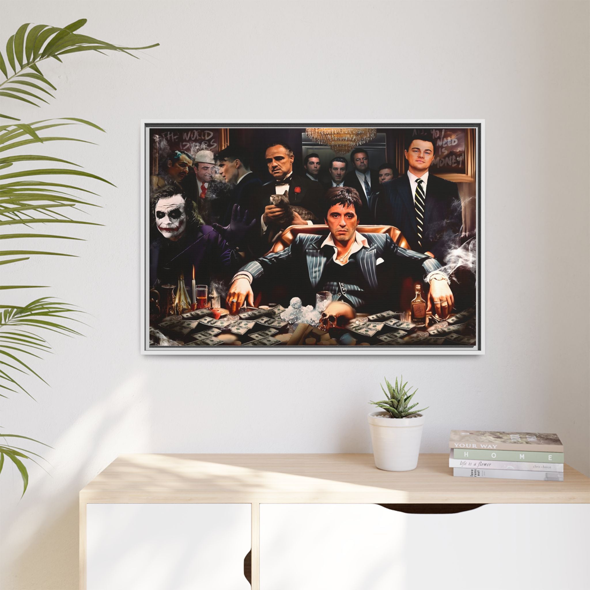 Empire of Shadows: Cinematic Crime Collage, Noir Anthology of Power - Canvas Wall Art