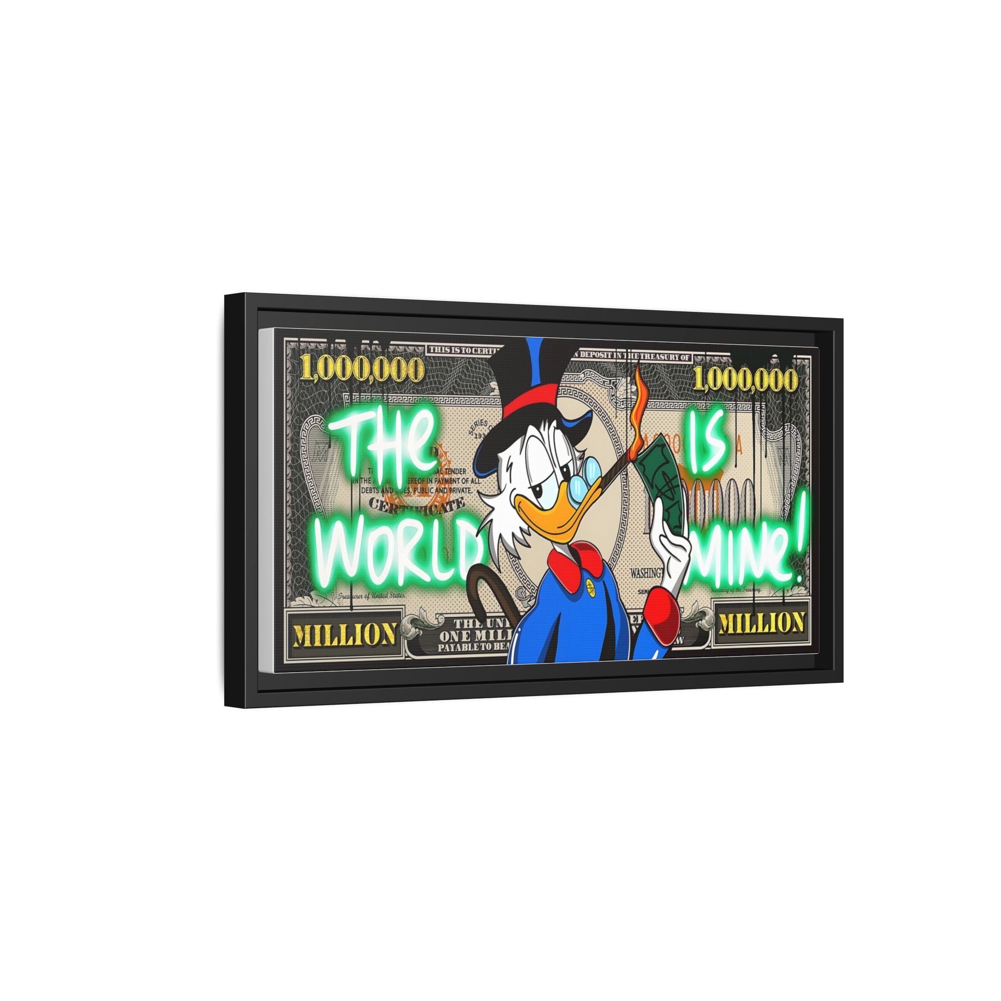 Duck Dollar Domination: Pop Art Financial Satire, Disney Character Urban Commentary - Canvas Wall Art