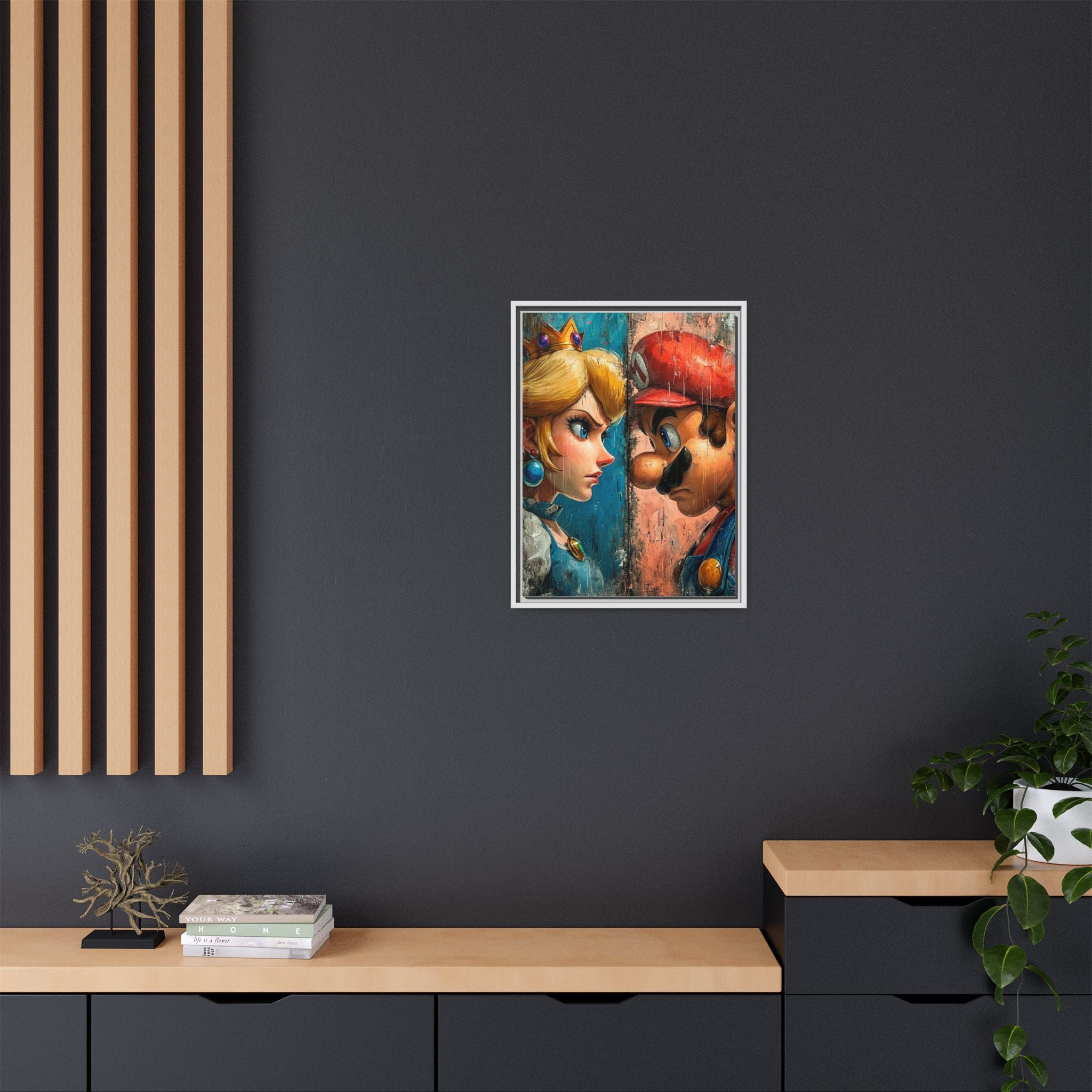 Legends Collide: Pixel Protagonists Reimagined, Gritty Game Art Portrait - Canvas Wall Art