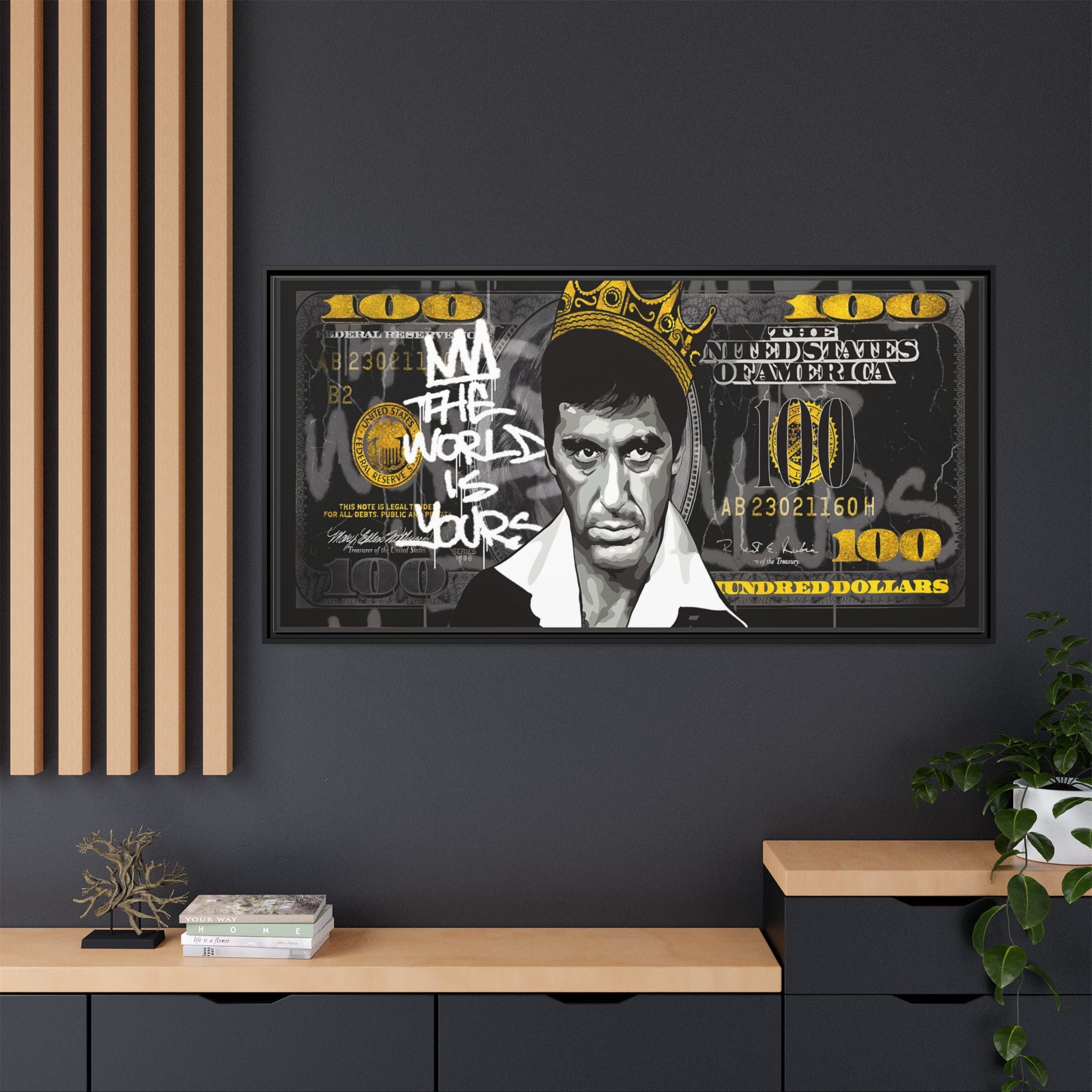 Crowned in Green: Pop Art Crime Iconography, Urban Financial Rebellion - Canvas Wall Art