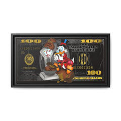 McDuck's Monetary Manifesto: Cartoon Currency Collage, Wealth Visualization Artwork - Canvas Wall Art