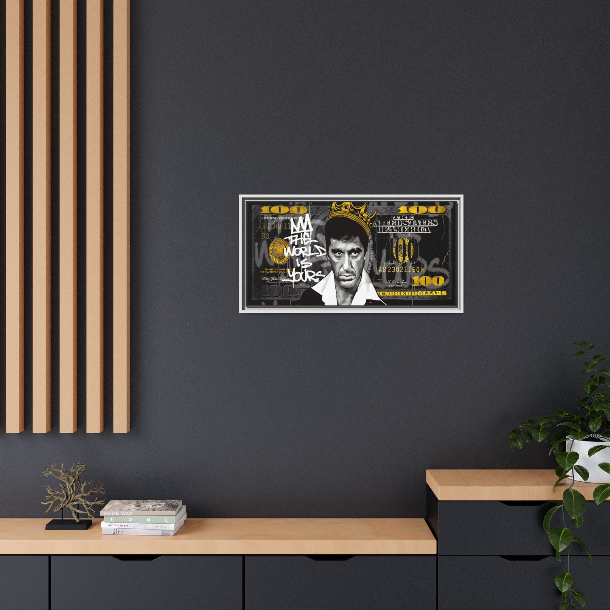 Crowned in Green: Pop Art Crime Iconography, Urban Financial Rebellion - Canvas Wall Art