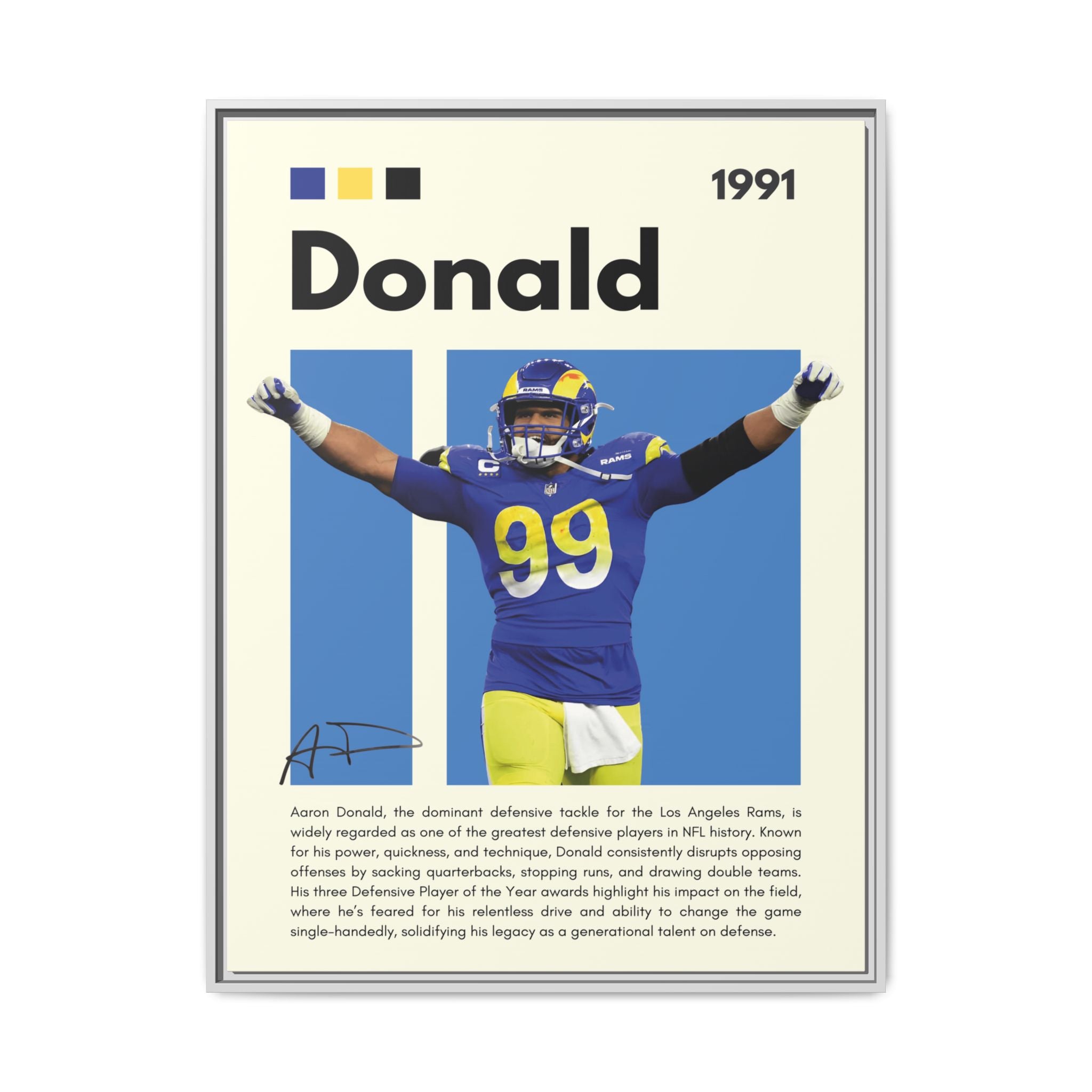Aaron Donald: Rams Defensive Powerhouse - Canvas Wall Art