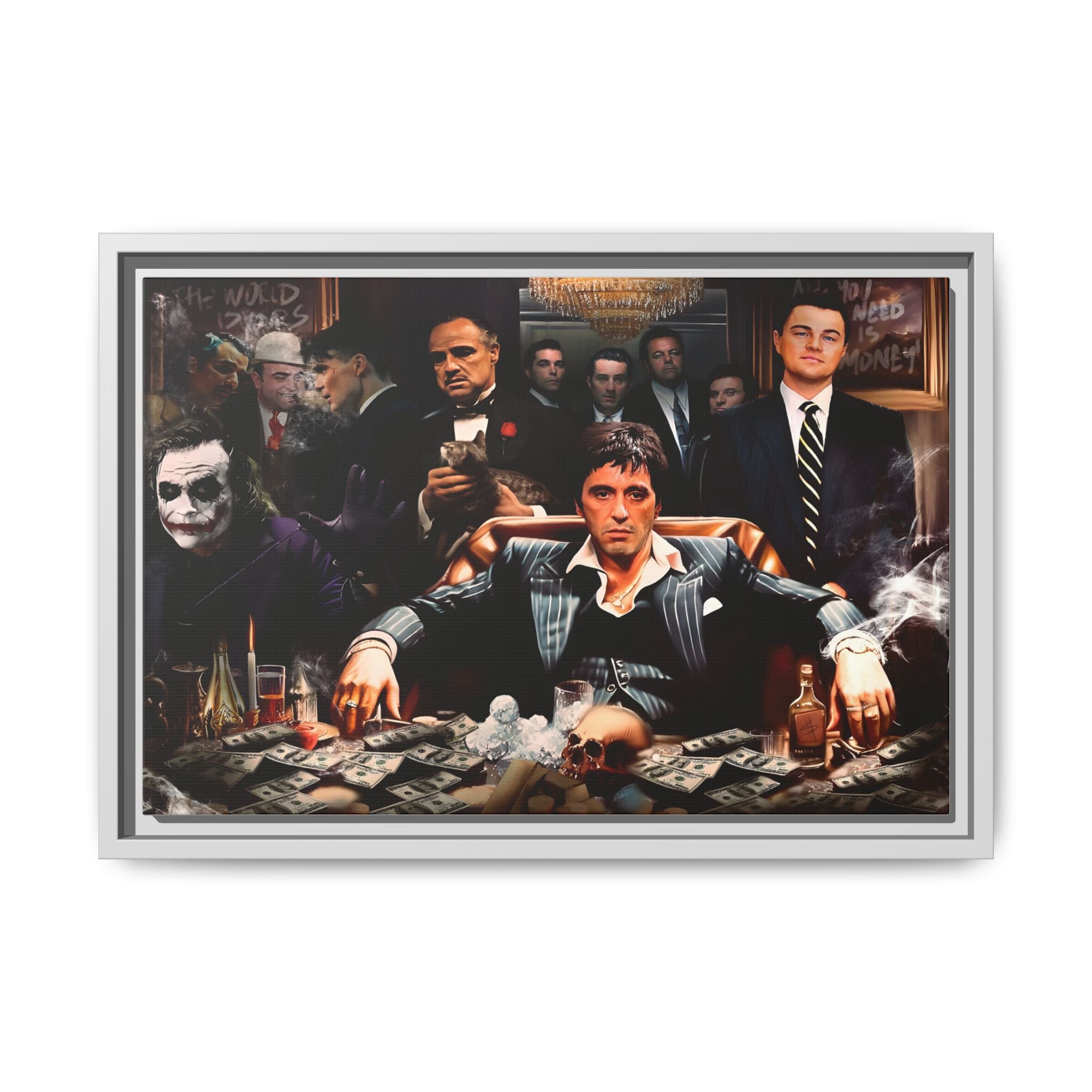 Empire of Shadows: Cinematic Crime Collage, Noir Anthology of Power - Canvas Wall Art