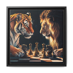 Predatory Strategies: Animal Kingdom Chess, Metaphorical Digital Art - Canvas Wall Art