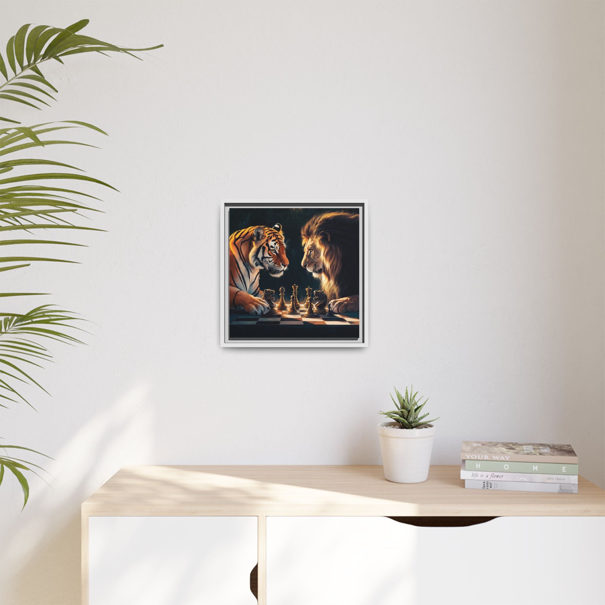 Predatory Strategies: Animal Kingdom Chess, Metaphorical Digital Art - Canvas Wall Art