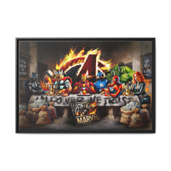 Feast of Franchises: Marvel Avengers Last Supper, Corporate Pop Art Parody - Canvas Wall Art