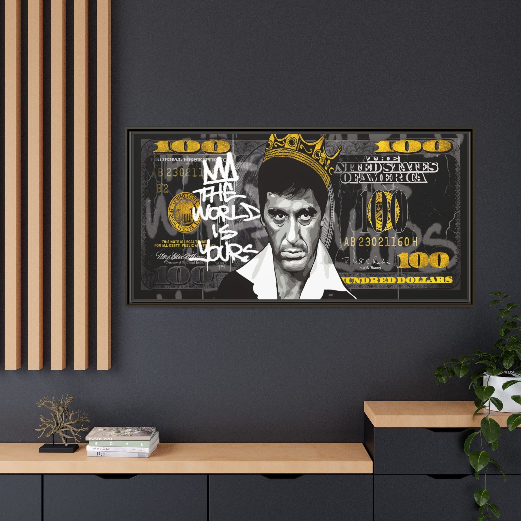 Crowned in Green: Pop Art Crime Iconography, Urban Financial Rebellion - Canvas Wall Art