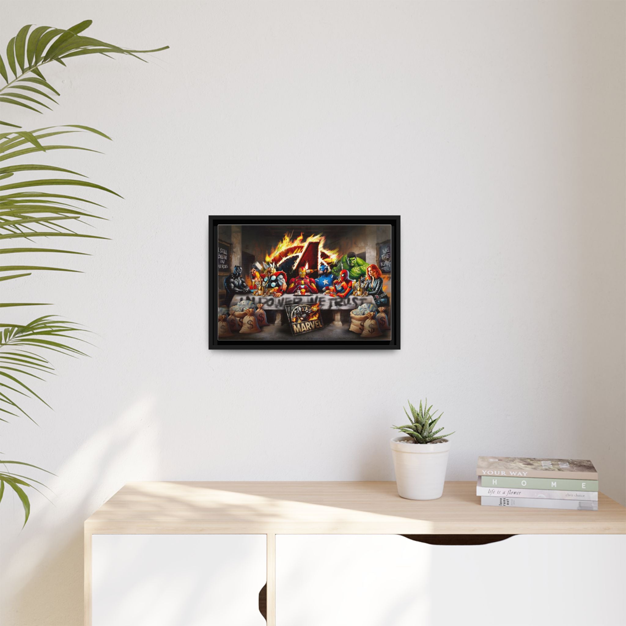 Feast of Franchises: Marvel Avengers Last Supper, Corporate Pop Art Parody - Canvas Wall Art
