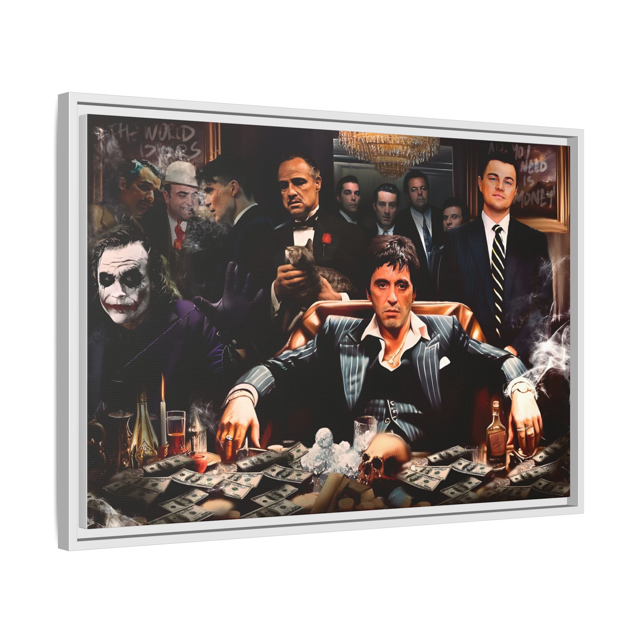 Empire of Shadows: Cinematic Crime Collage, Noir Anthology of Power - Canvas Wall Art