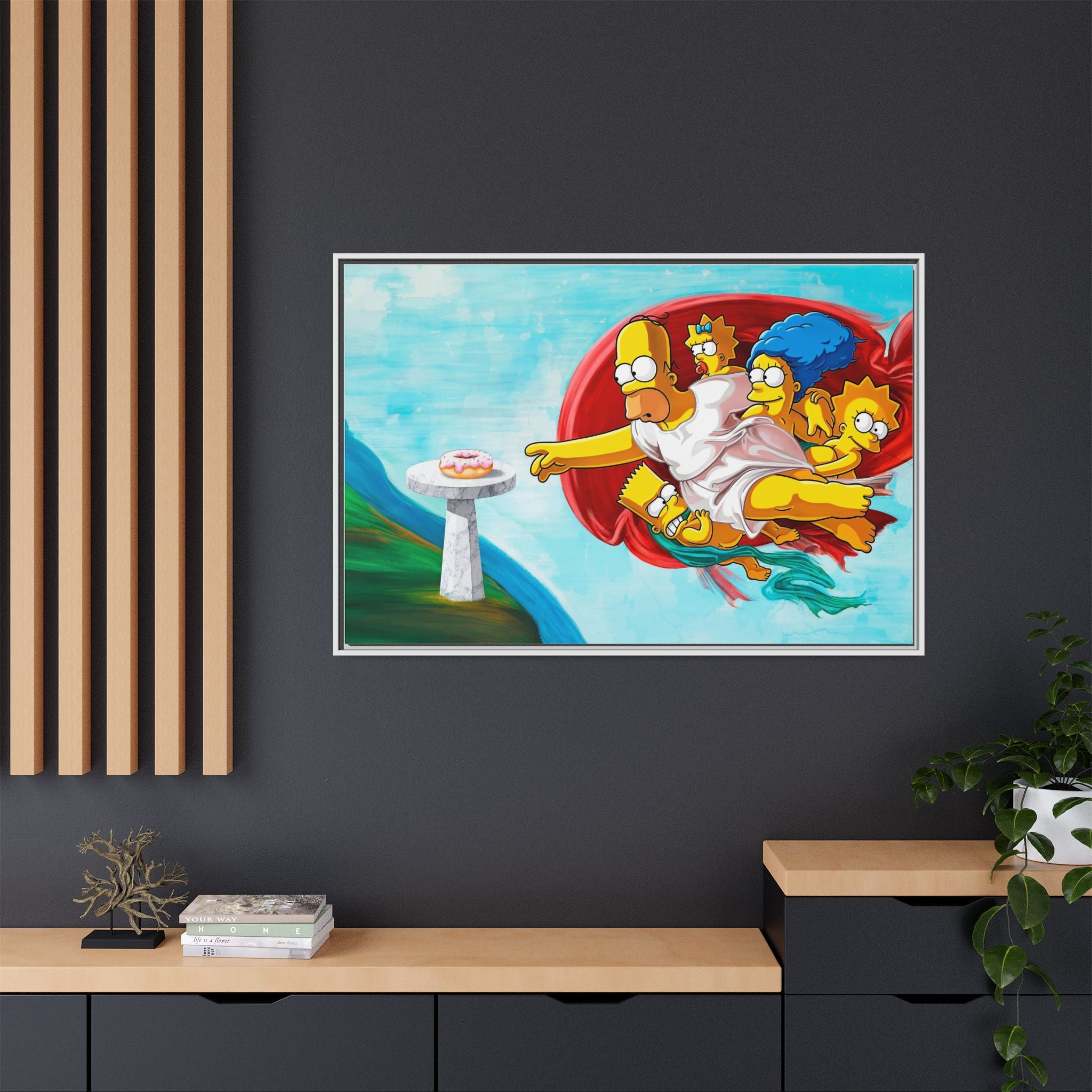 The Simpsons' Last Supper: Pop Culture Parody, Da Vinci Reimagined, Animated Comedy Masterpiece - Canvas Wall Art