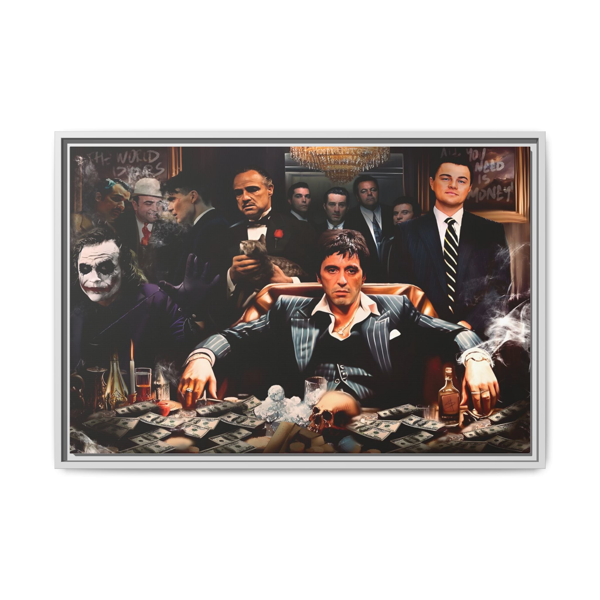 Empire of Shadows: Cinematic Crime Collage, Noir Anthology of Power - Canvas Wall Art