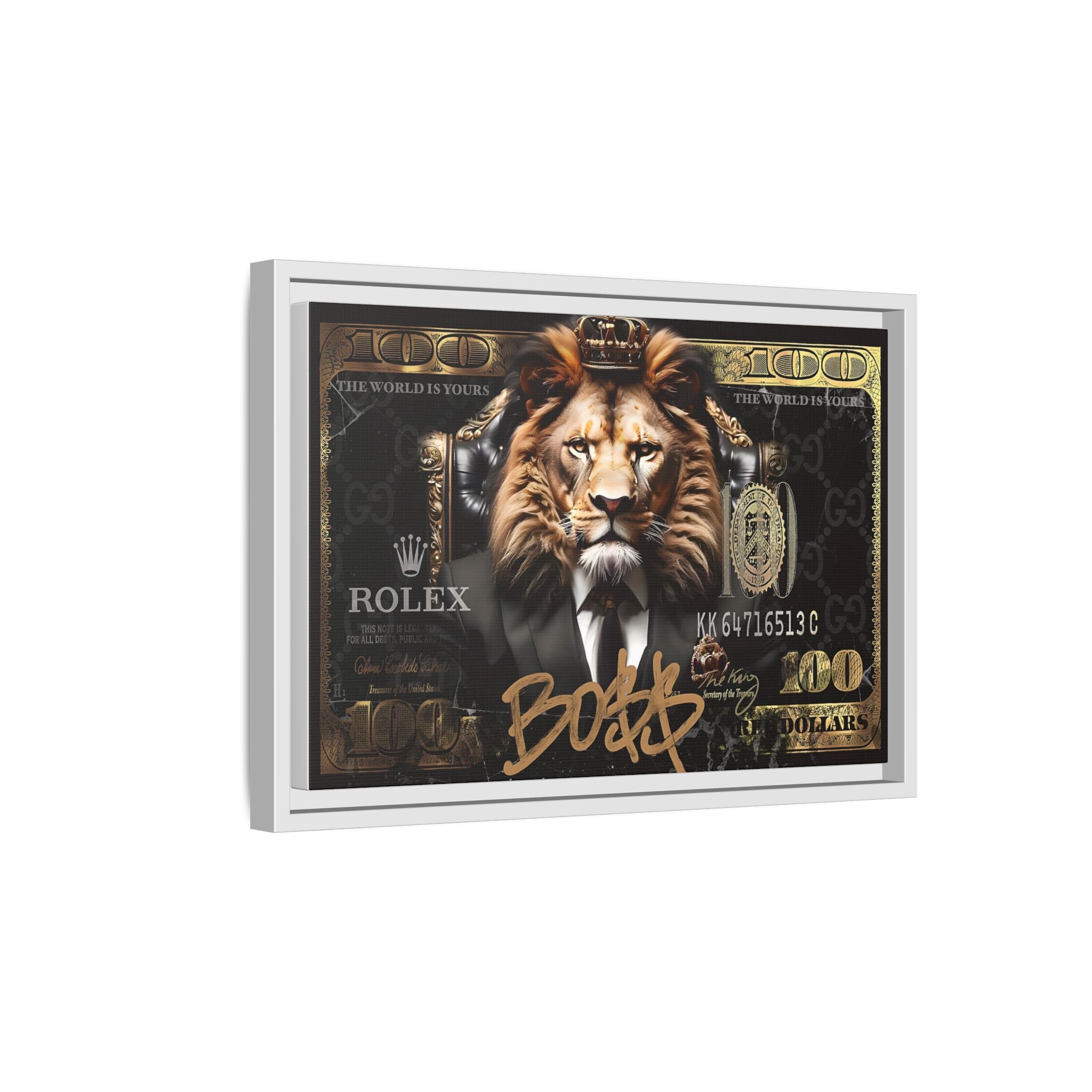Lion Sovereign: Corporate Dominance, Golden Empire, Power Portrait - Canvas Wall Art