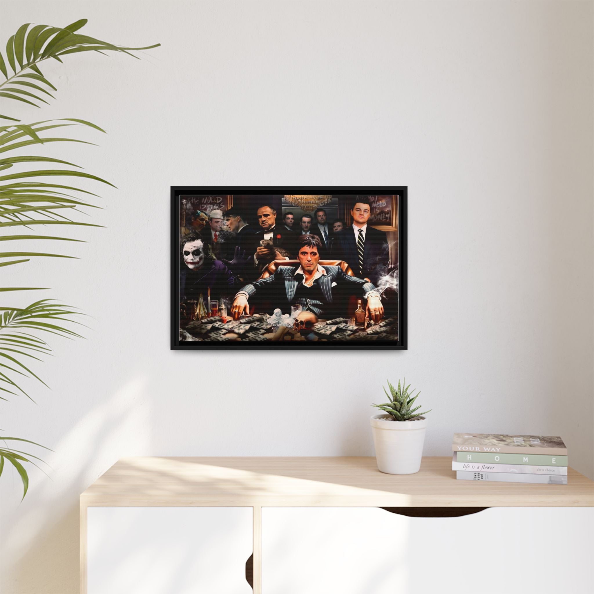 Empire of Shadows: Cinematic Crime Collage, Noir Anthology of Power - Canvas Wall Art