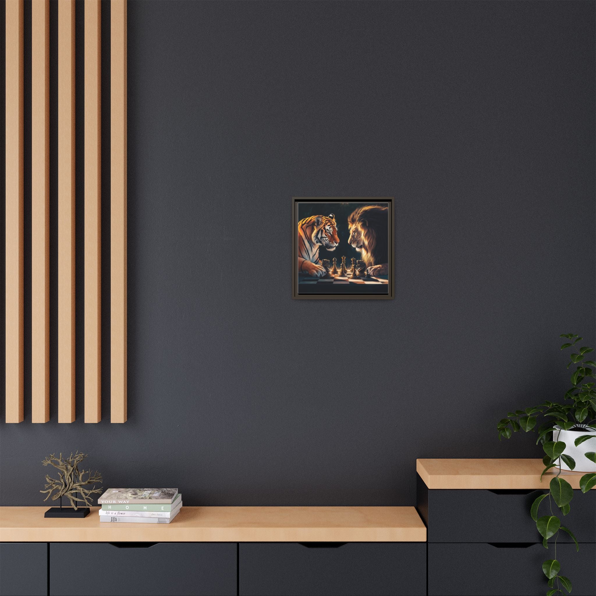 Predatory Strategies: Animal Kingdom Chess, Metaphorical Digital Art - Canvas Wall Art